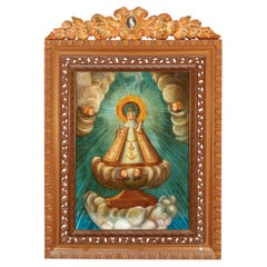 Processional banner with a canvas of Our Lady of Candelaria, 16th century