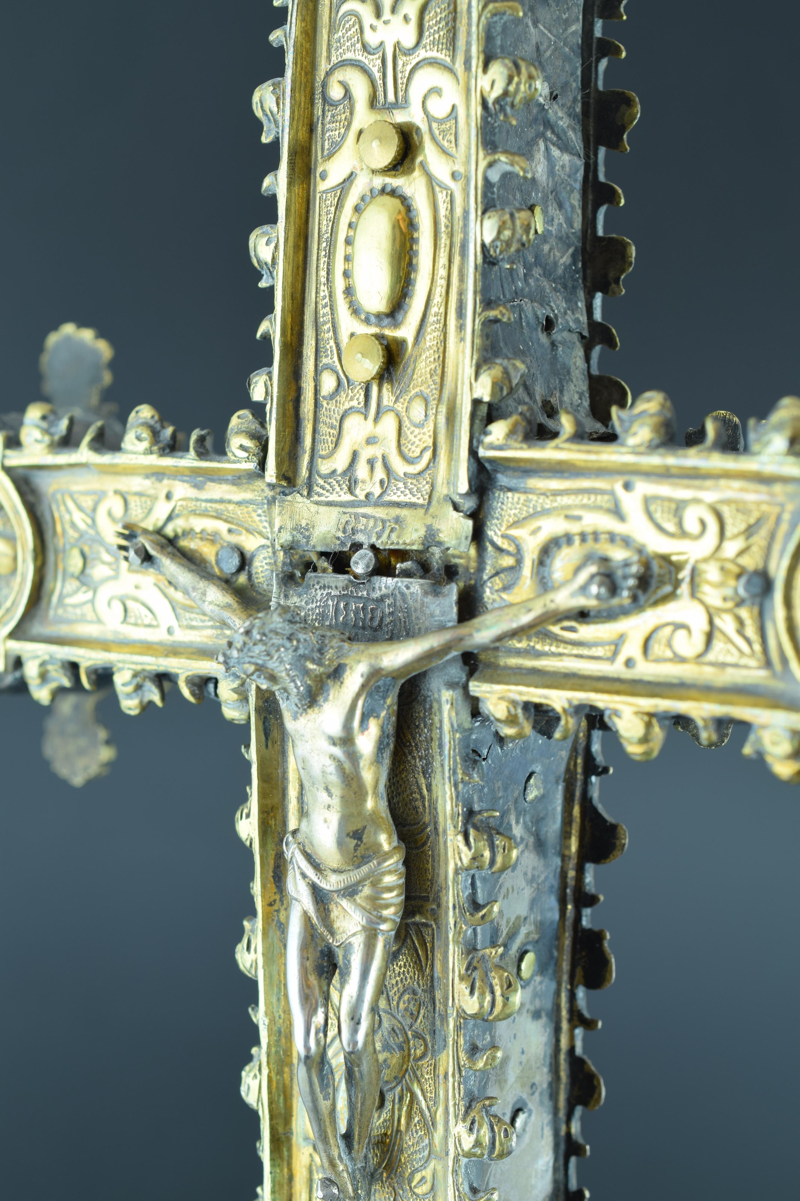 Processional Cross, Silver, Barbastro, Aragón, Spain, 16th Century For Sale 2