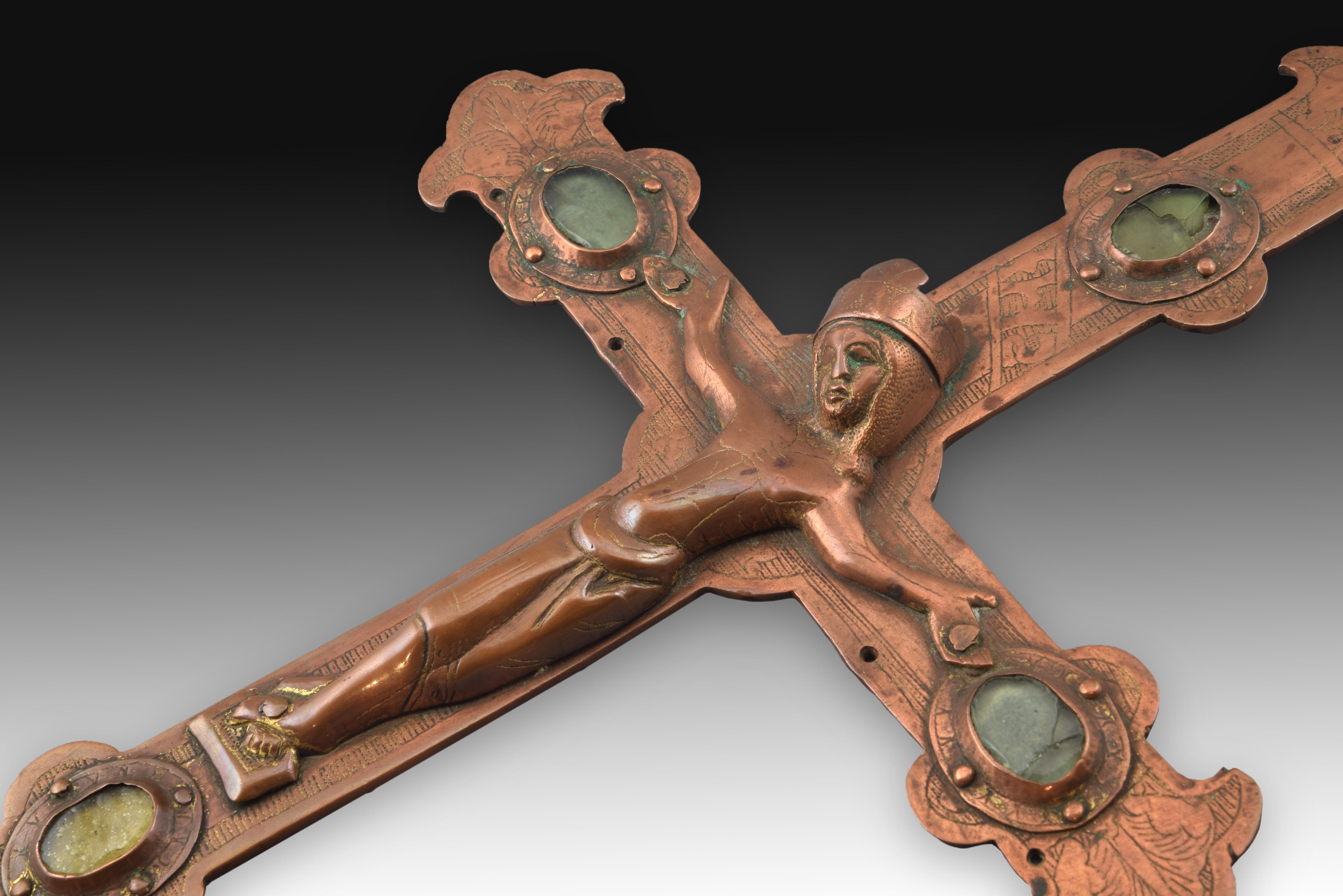 European Processional Cross with Christ Copper, 14th Century