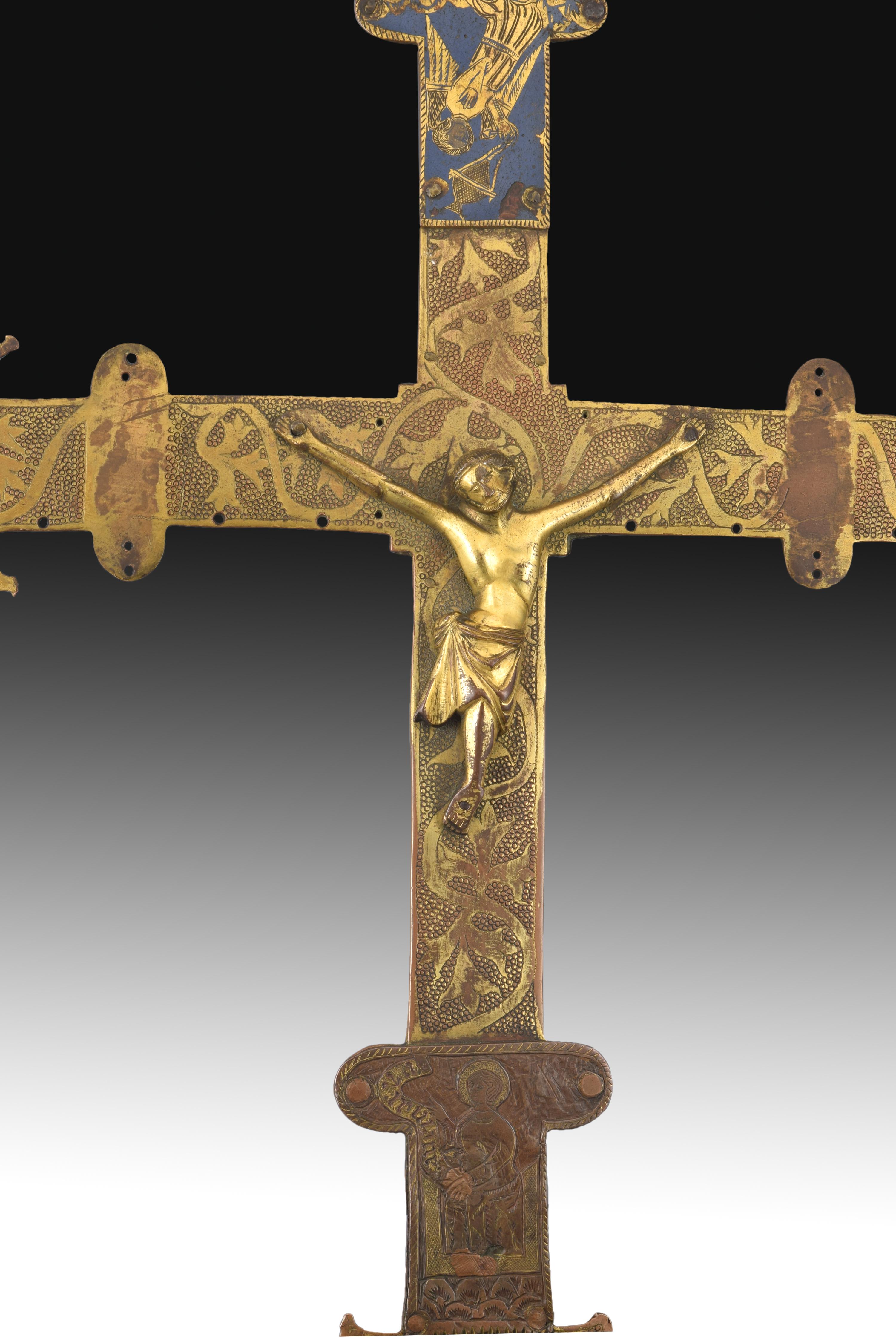 Processional Cross with Christ. Copper, Enamel. Limoges, France 1
