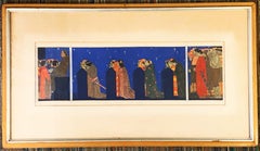 "Processional, " Jewel-Toned Mural Study w/ Prayer Under Starlit Sky by Hoeckner