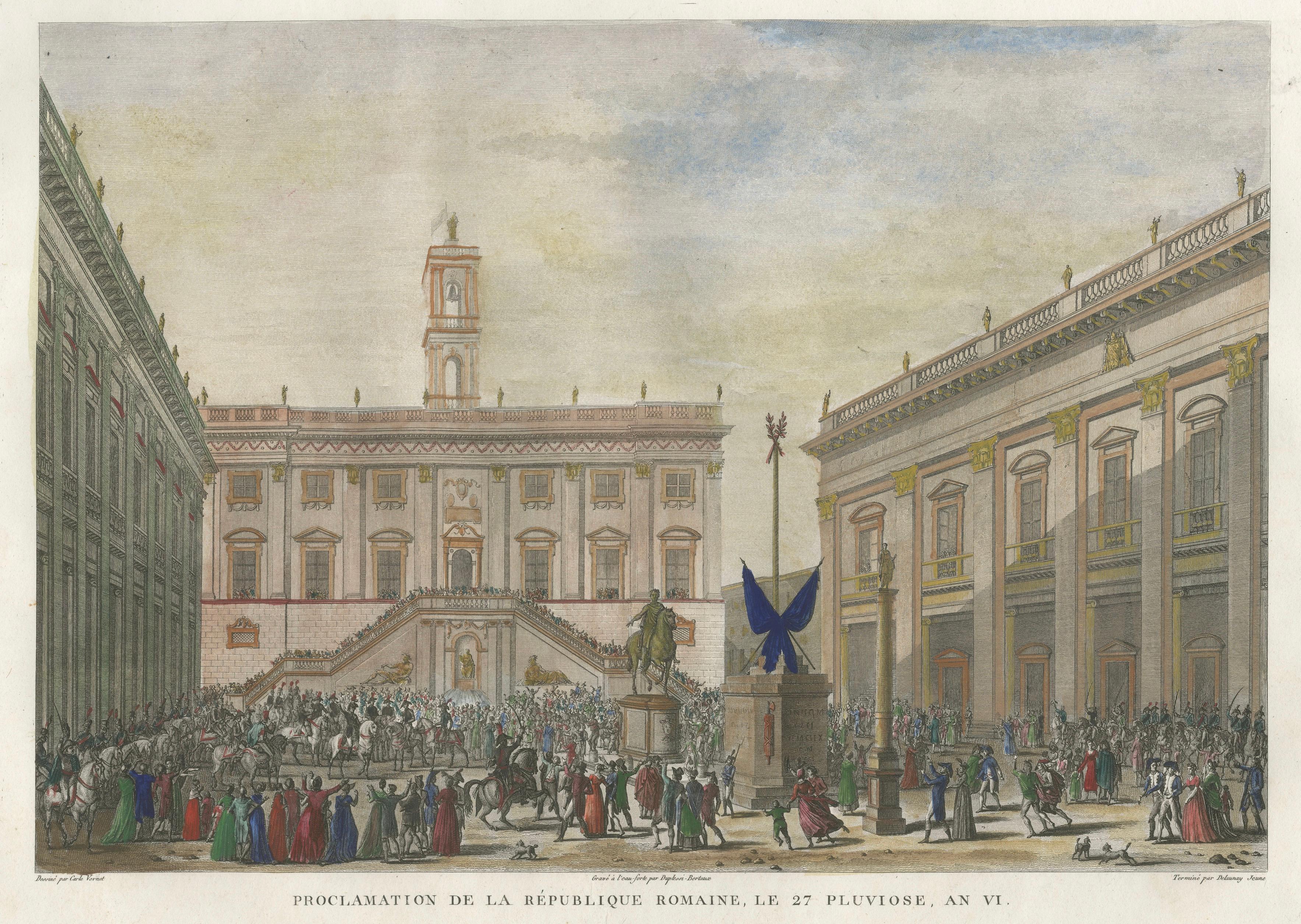Proclamation of the Roman Republic 1798 – Napoleonic Era Engraving, 1808