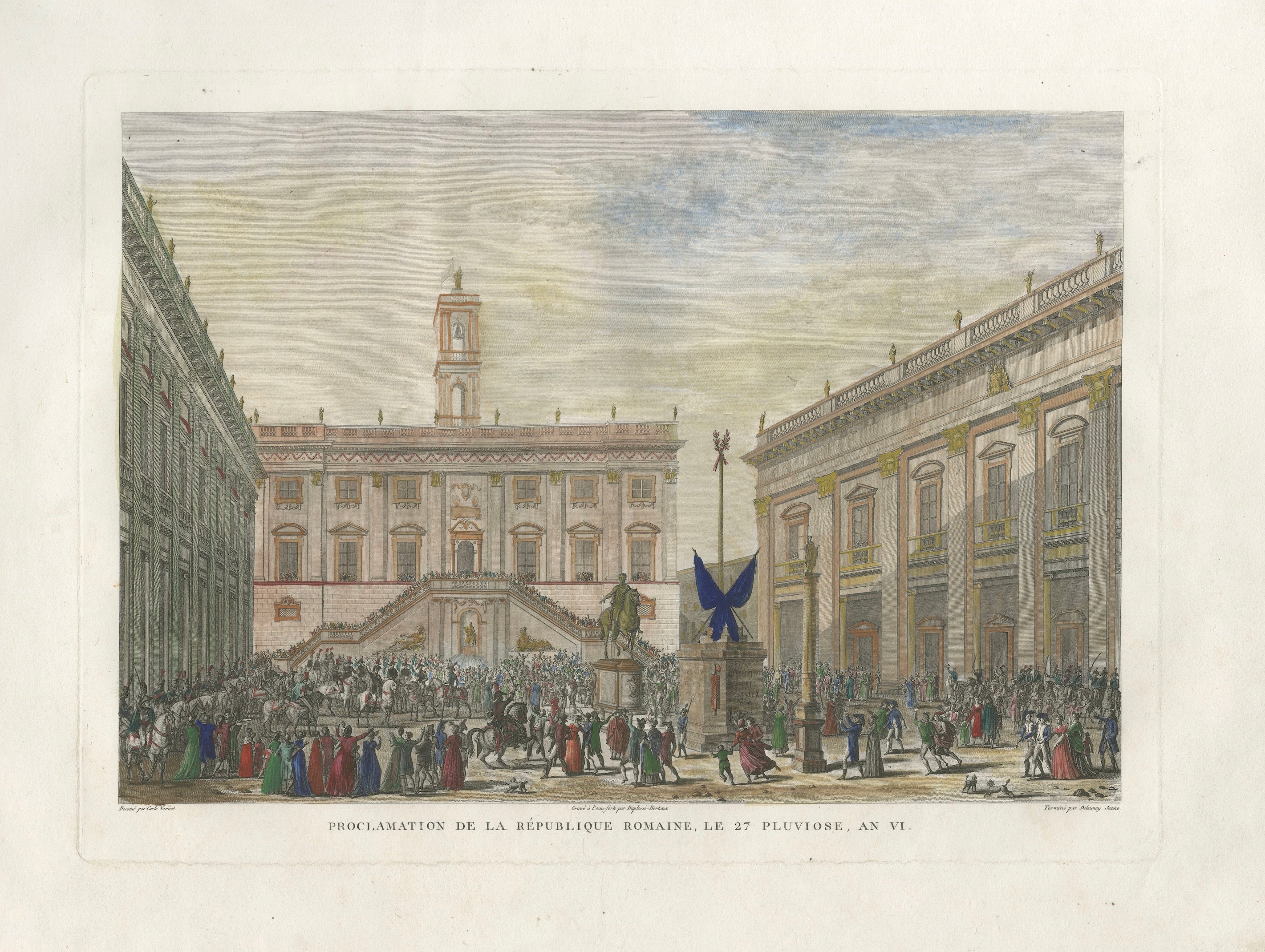 Proclamation of the Roman Republic 1798 – Napoleonic Era Engraving, 1808 For Sale