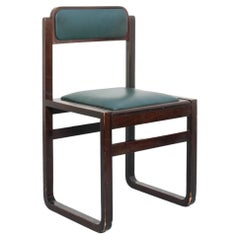 Used Prod. Italy, C. 1960-1970 Six Chairs in Walnut Wood and Leather Seats