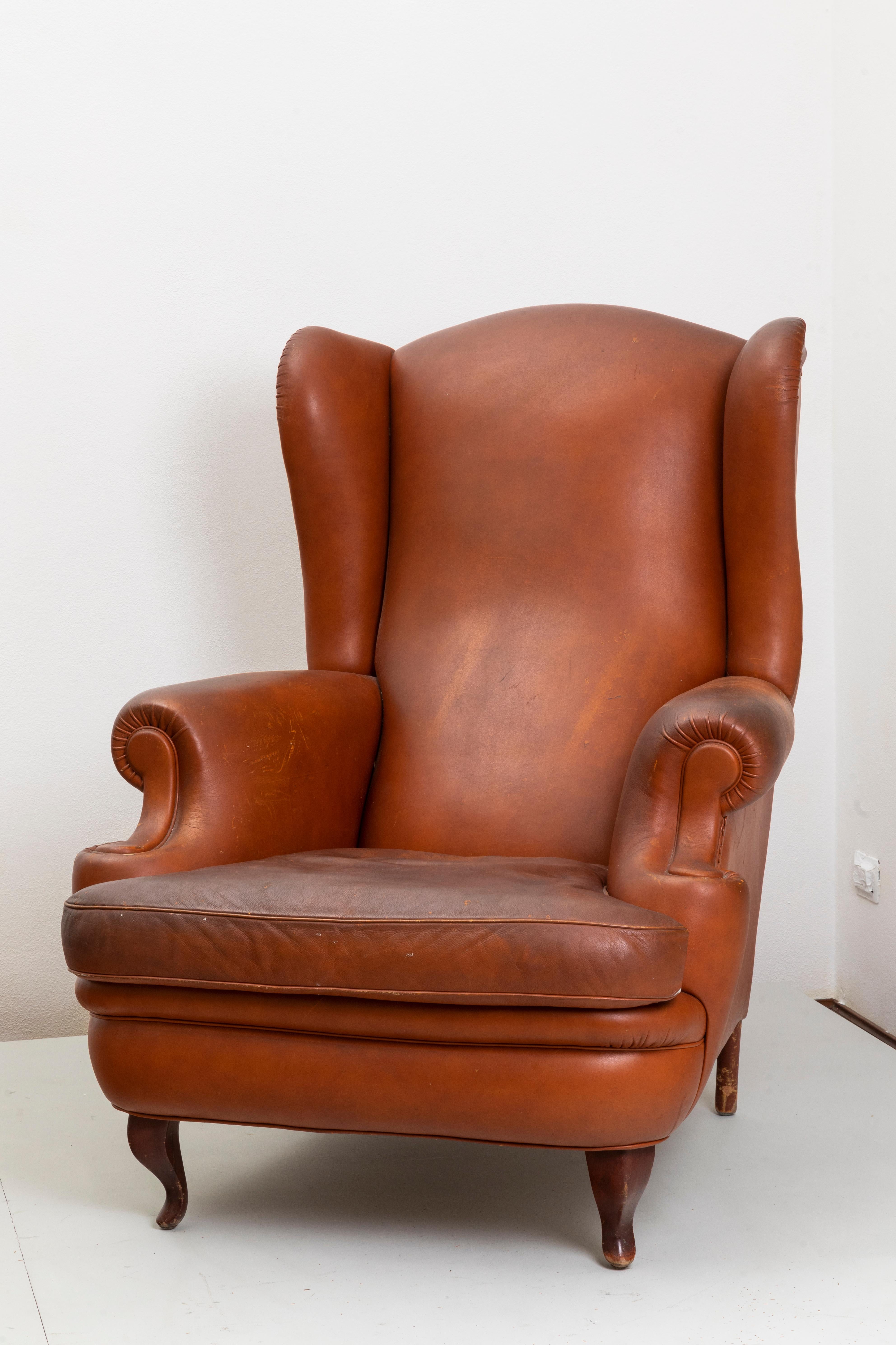 Prod, Poltrona Frau, Italy, c. 1980, Pair of Armchairs in Leather In Fair Condition For Sale In London, GB