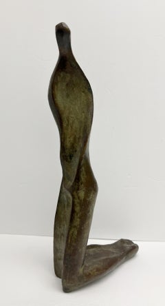 Prodosh DasGupta Scultura moderna astratta in bronzo a forma di torsione 1953