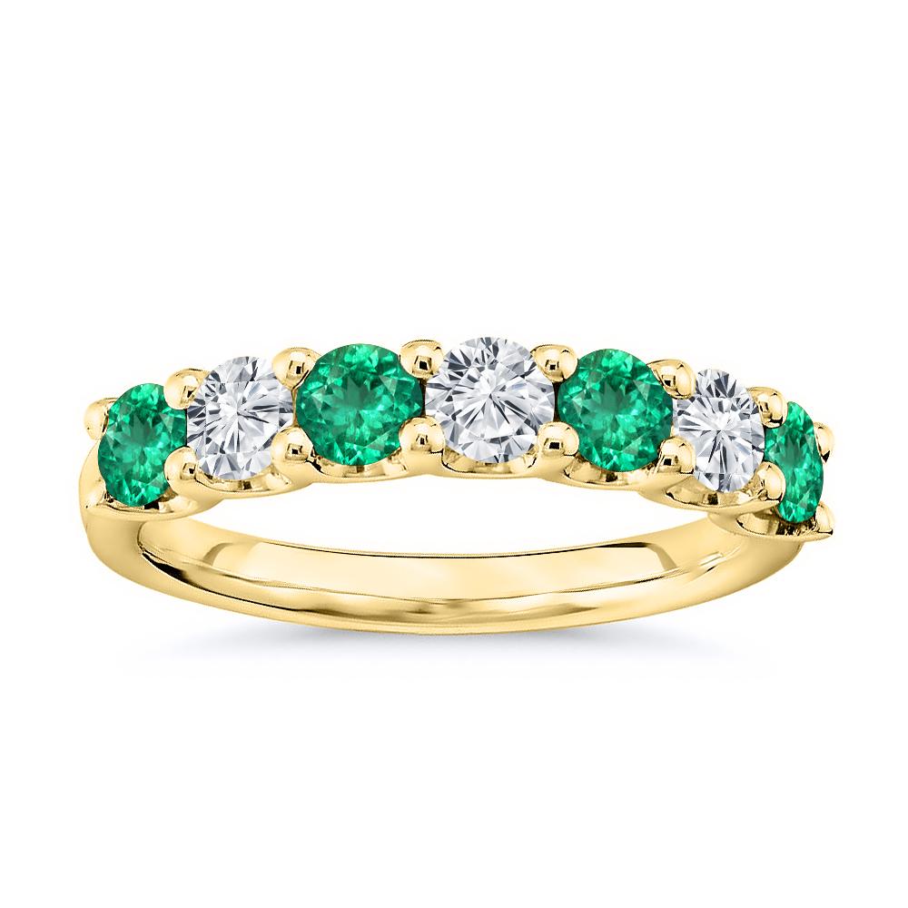 For Sale:  Products 7 Stone Diamond and Natural Green Emerald Band 1.75 Carat White Gold 3