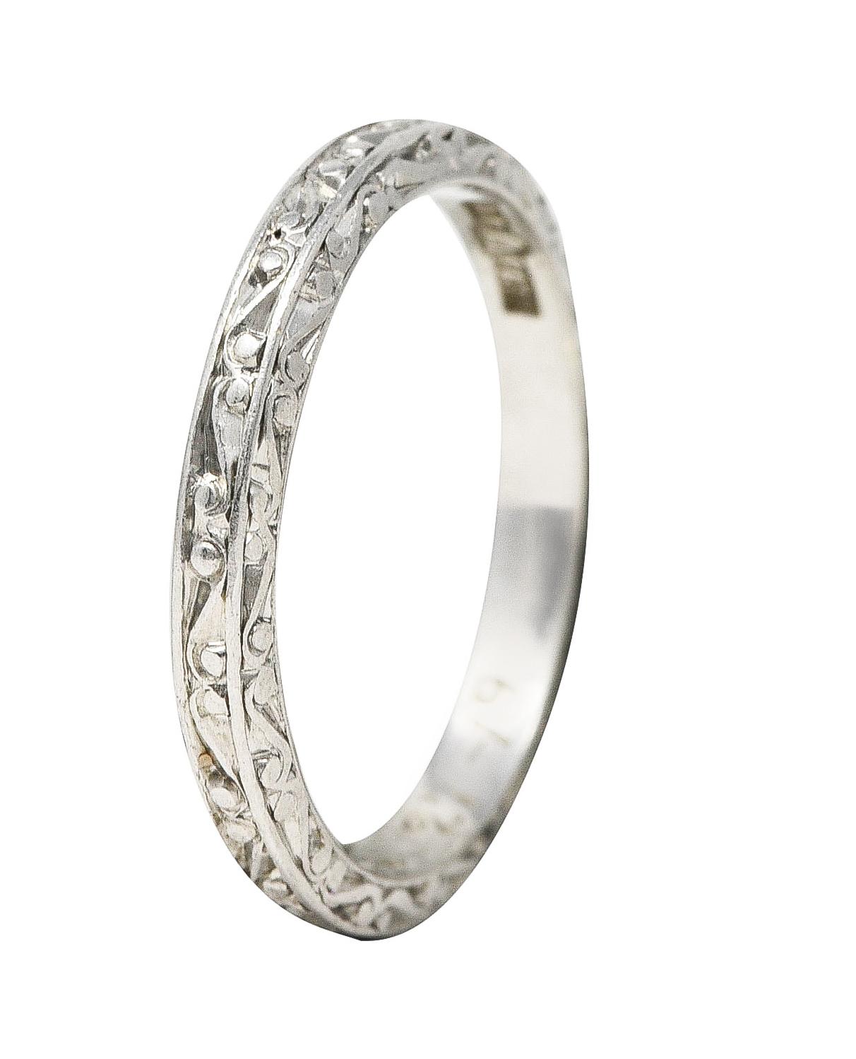 Products Abel Bros. 1919 Art Deco Scrolling Garland Wedding Antique Band Ring 2