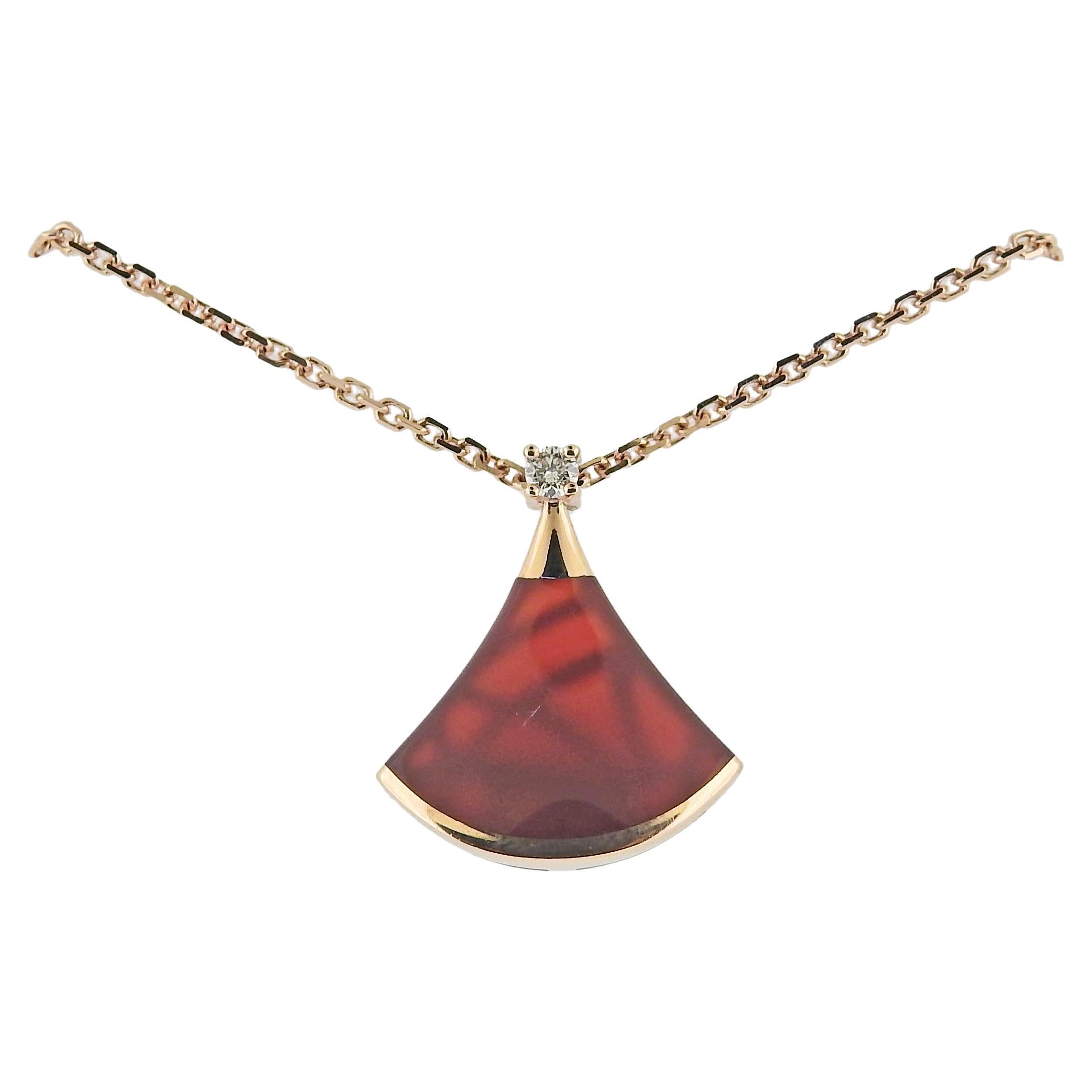 Products Bulgari Diva's Dream Carnelian Diamond Rose Gold Pendant Necklace