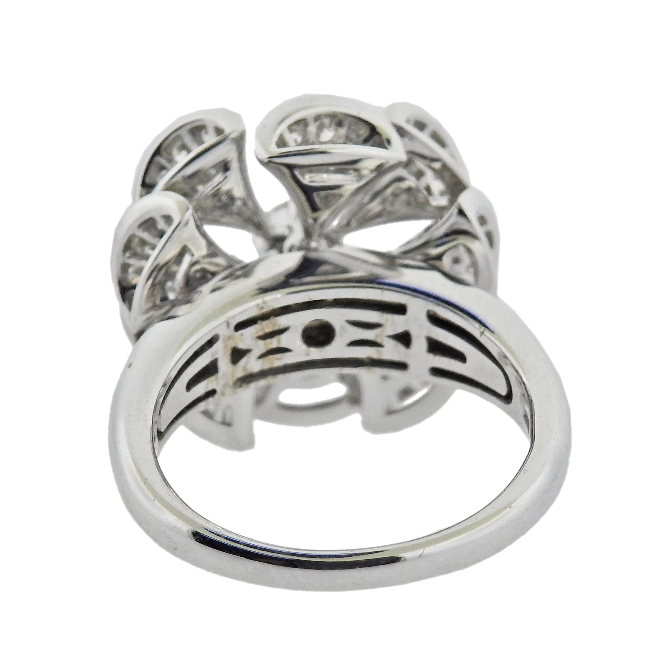 Round Cut Products Bulgari Diva's Dream Diamond White Gold Flower Ring 128770 For Sale