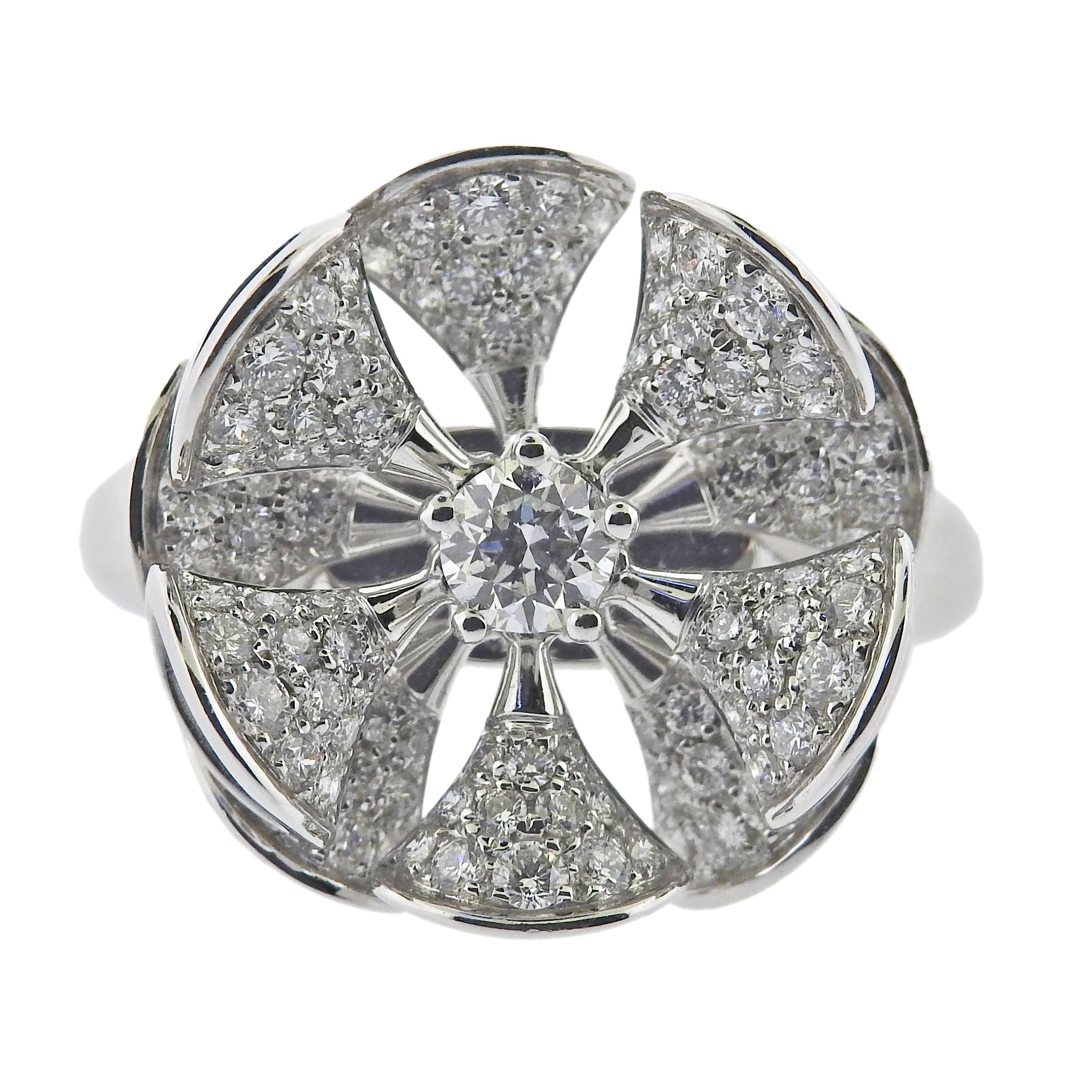 Products Bulgari Diva's Dream Diamond White Gold Flower Ring 128770 For Sale