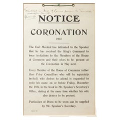 Vintage Products Edward VIII 1936 coronation notice with Certificate of Authenticity