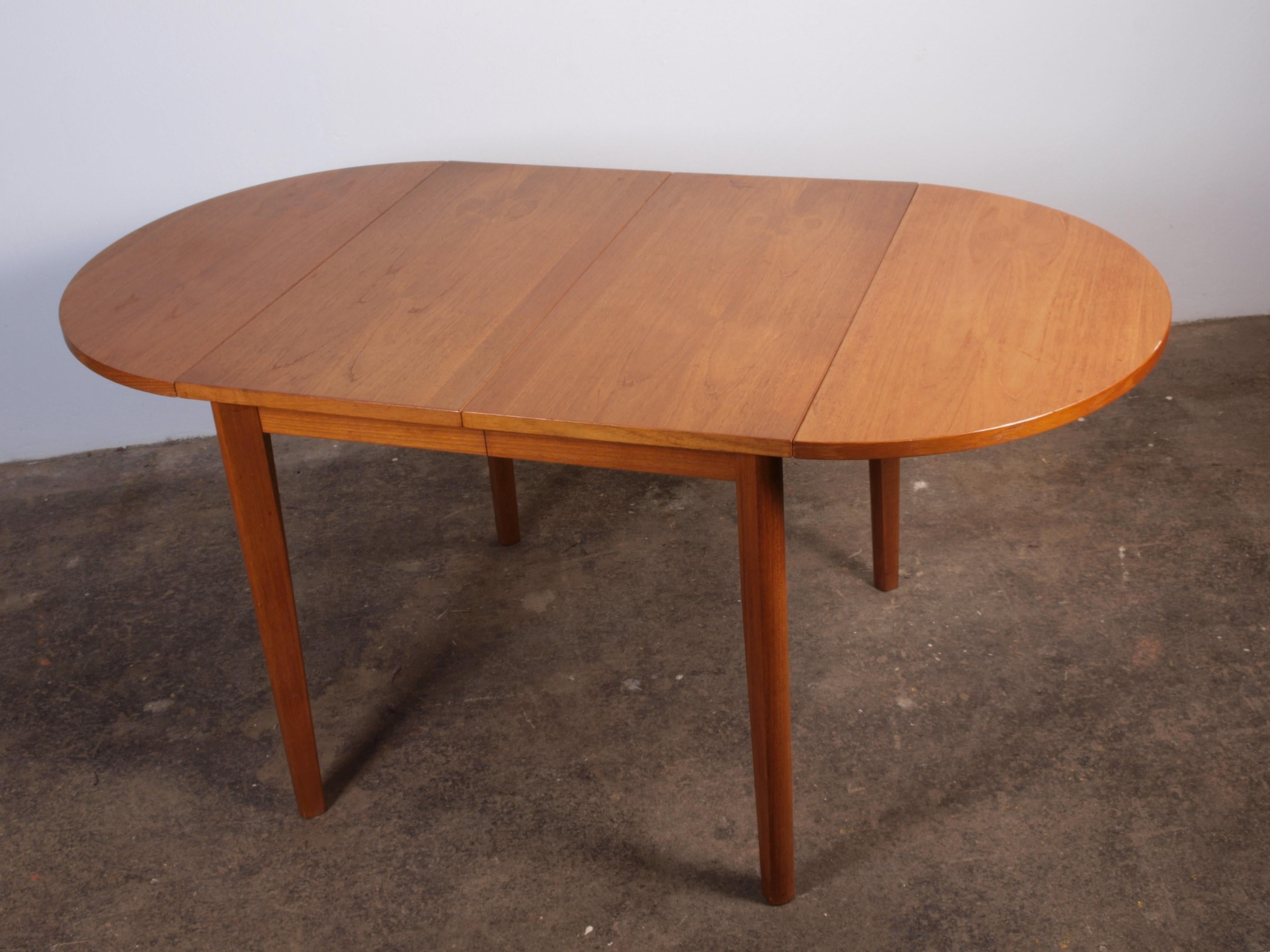 Brass Products Extendable Teak Dining table, denmark 1960