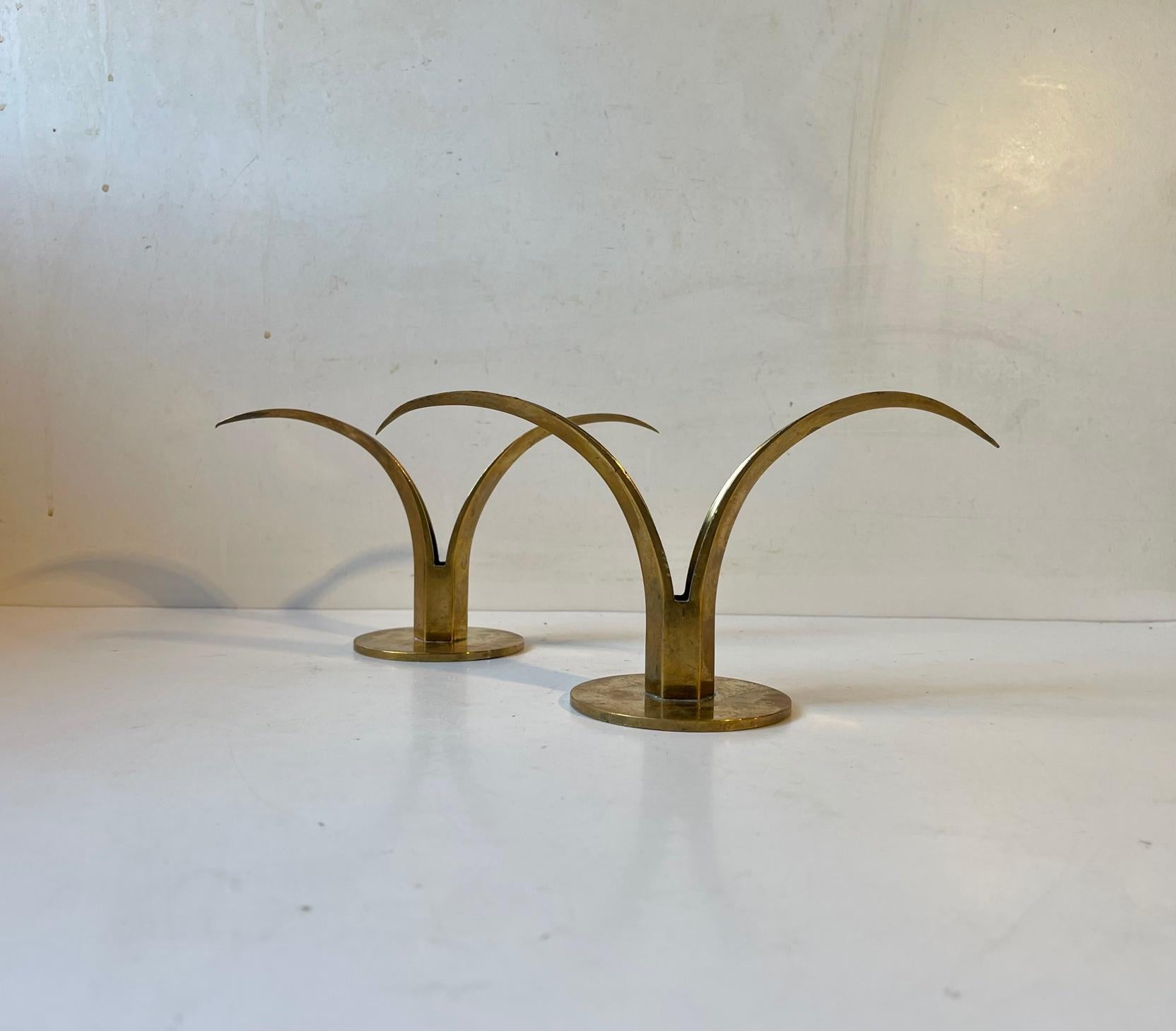 Products Vintage Lily Candlesticks in Brass by Ivar Ålenius Björk, 1950s 1