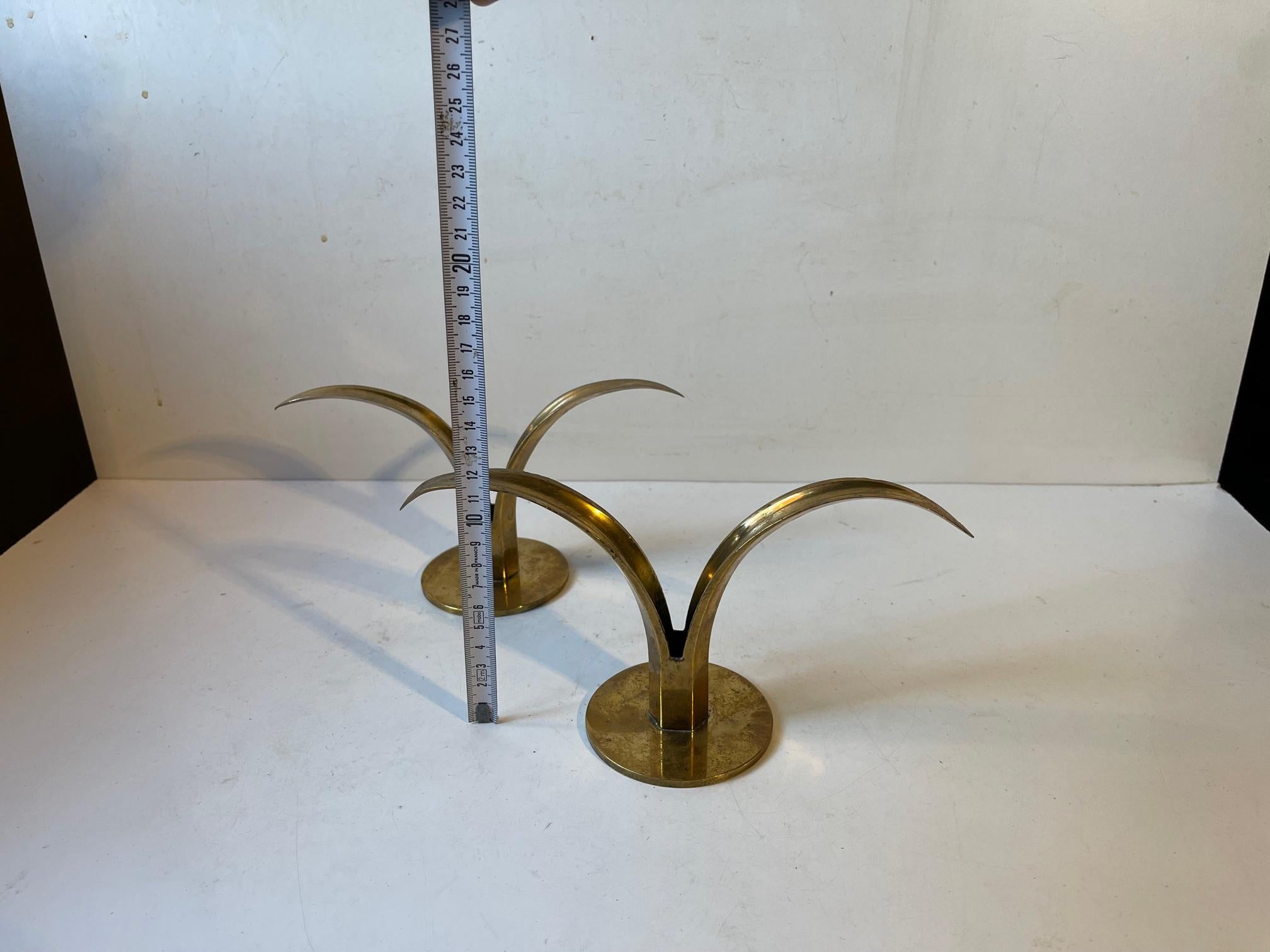Products Vintage Lily Candlesticks in Brass by Ivar Ålenius Björk, 1950s 3
