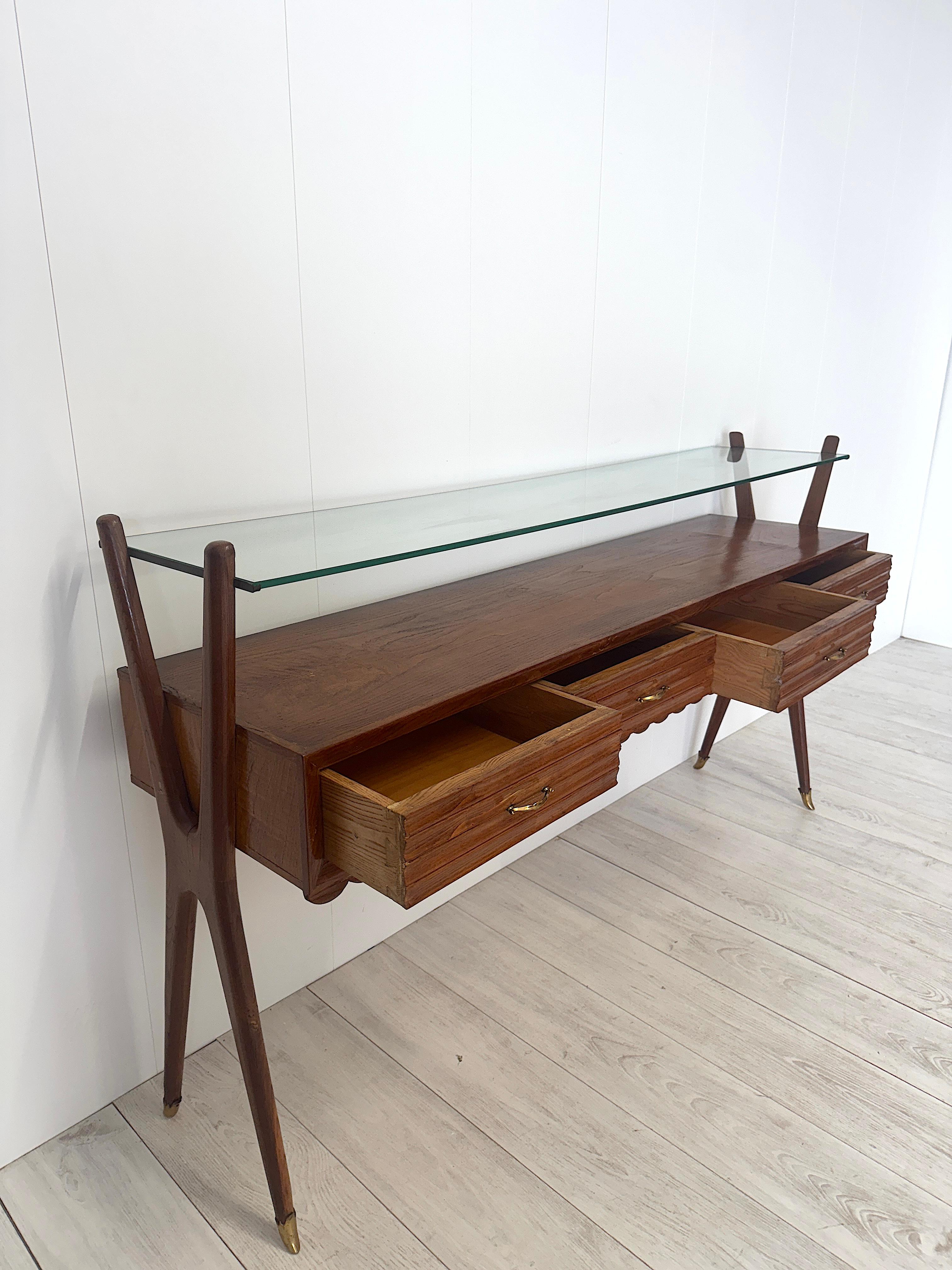 Italian production, Wooden console table, 1950s For Sale 6