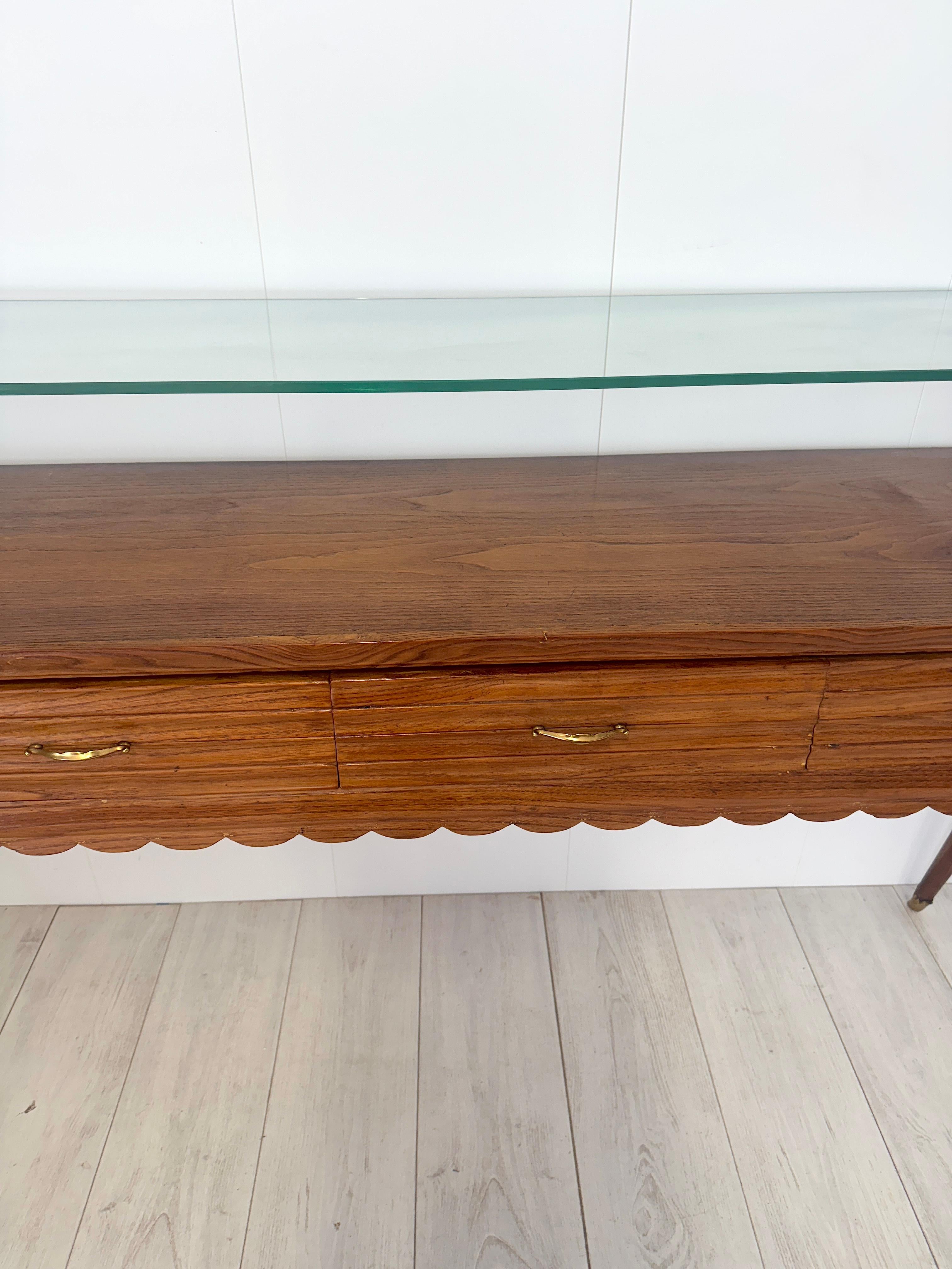 Italian production, Wooden console table, 1950s For Sale 8