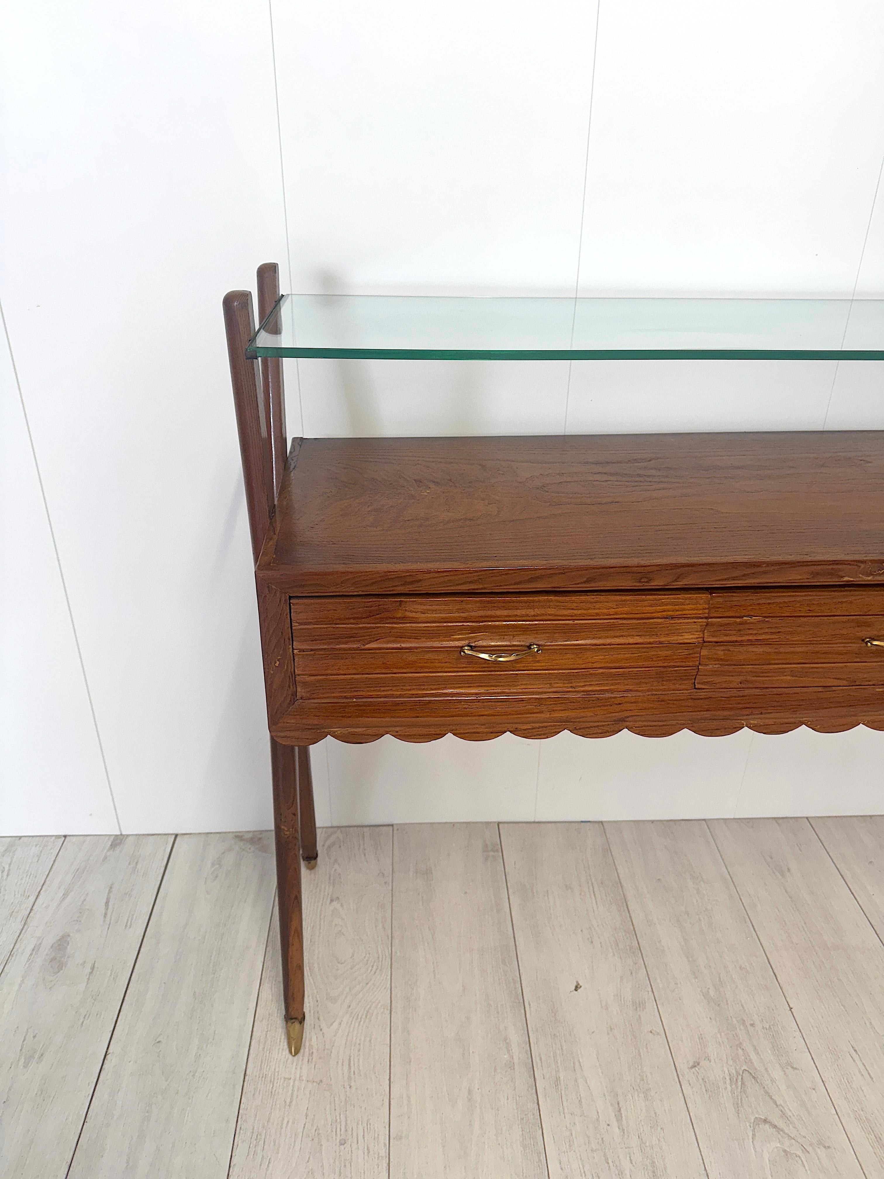 Italian production, Wooden console table, 1950s For Sale 9