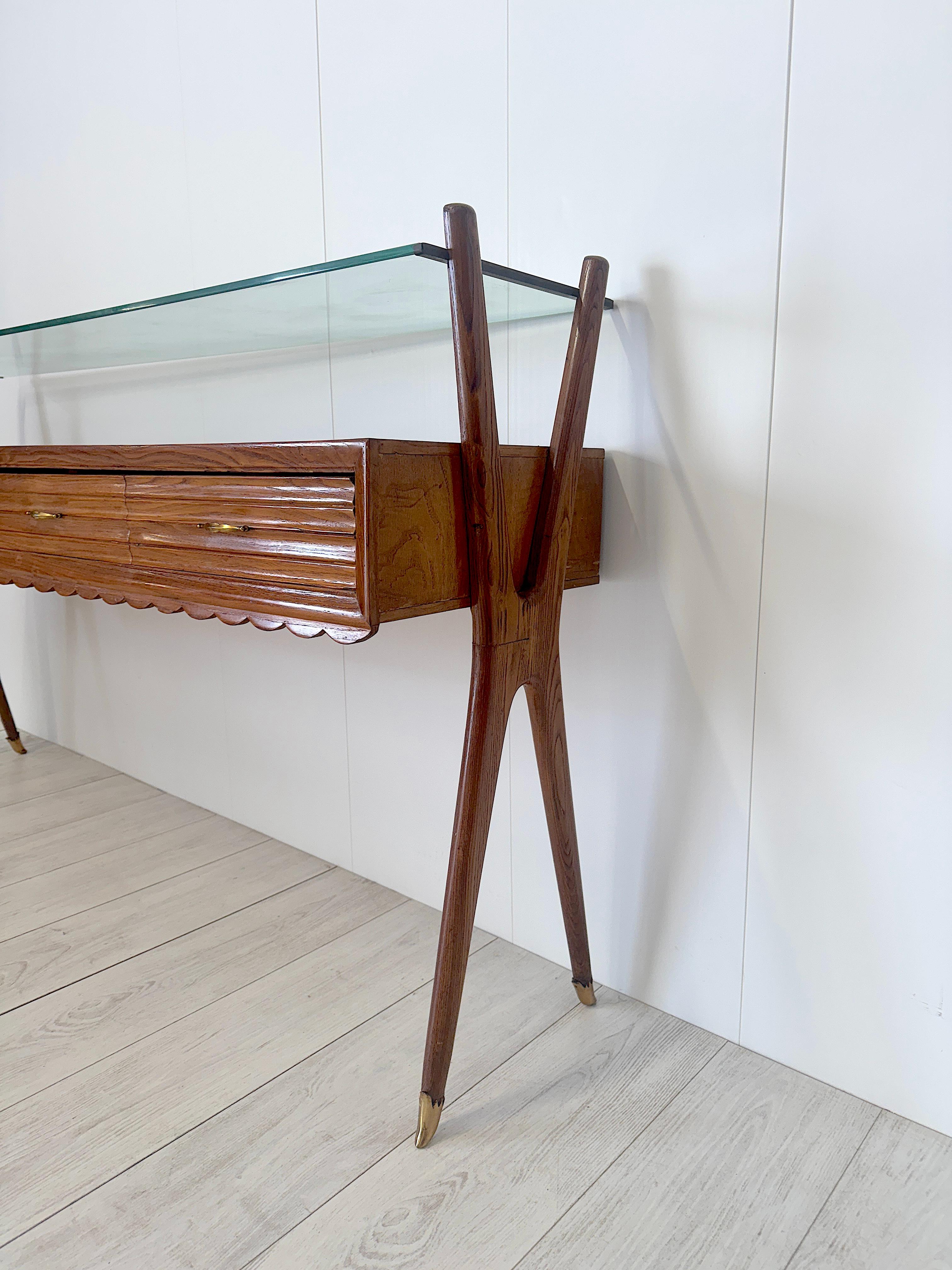 Italian production, Wooden console table, 1950s For Sale 1