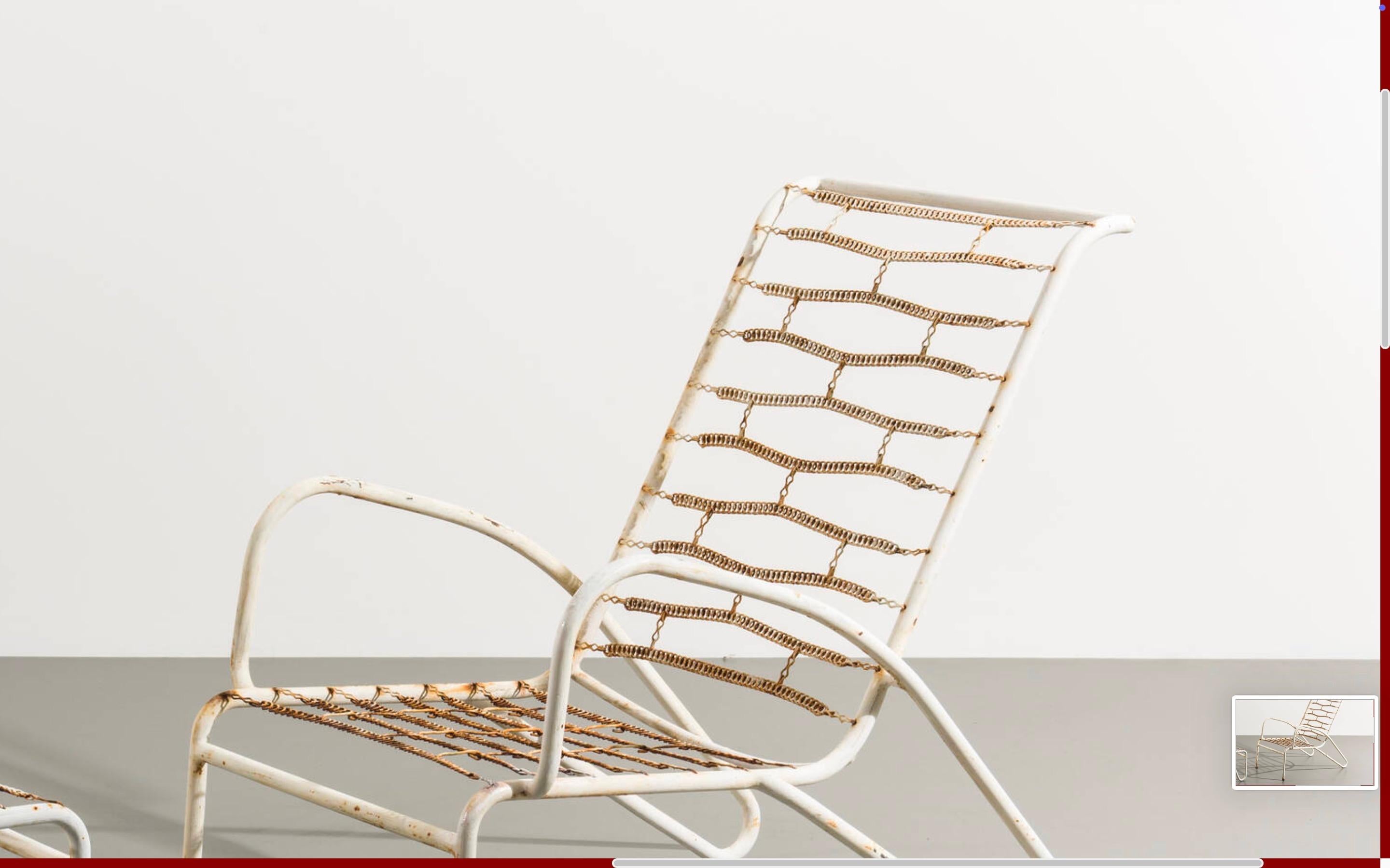 Fabricación italiana, Sillón con reposapiés. 1950s Hierro en venta