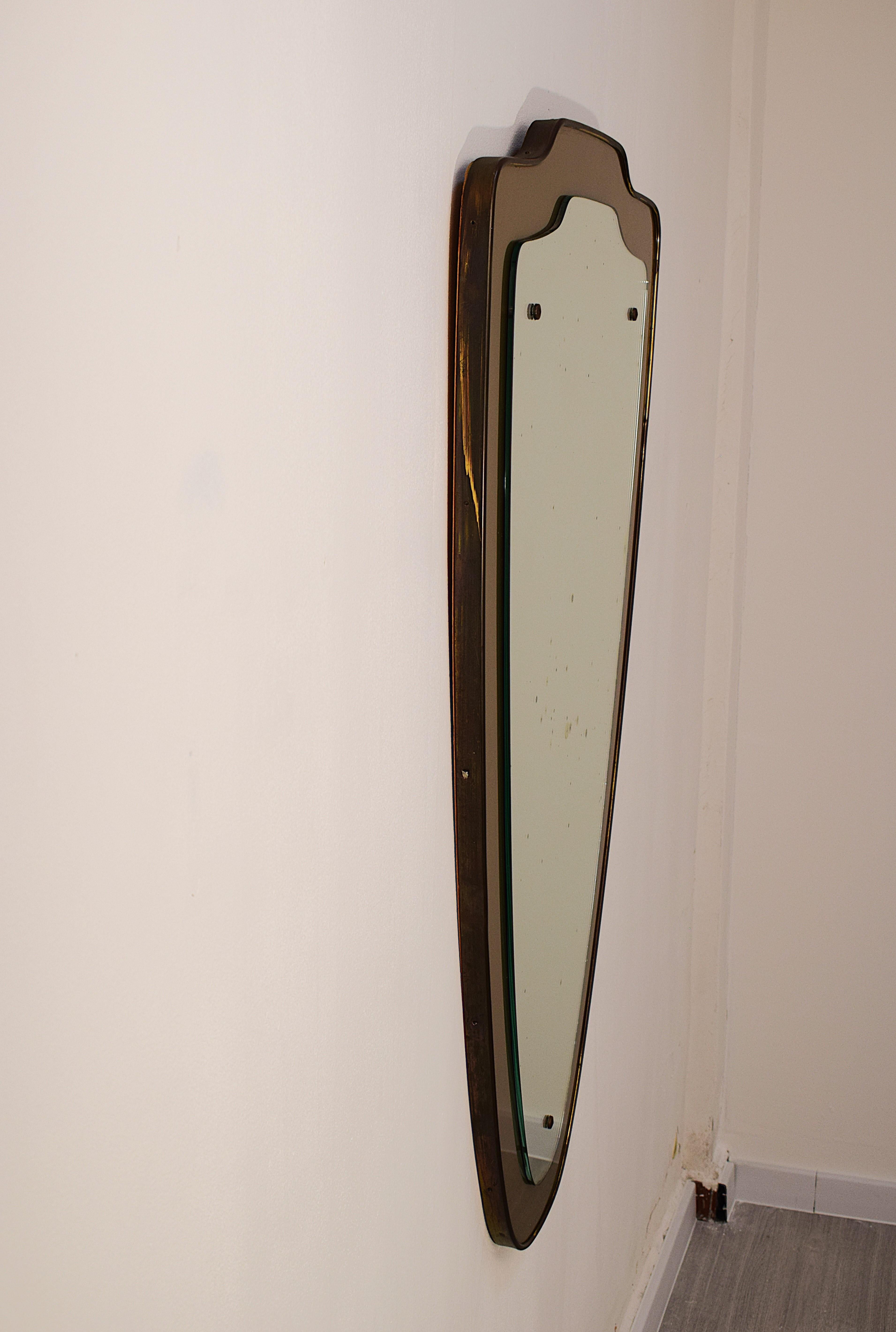 Production italienne - Miroir à cadre en laiton, années 1950 en vente 4
