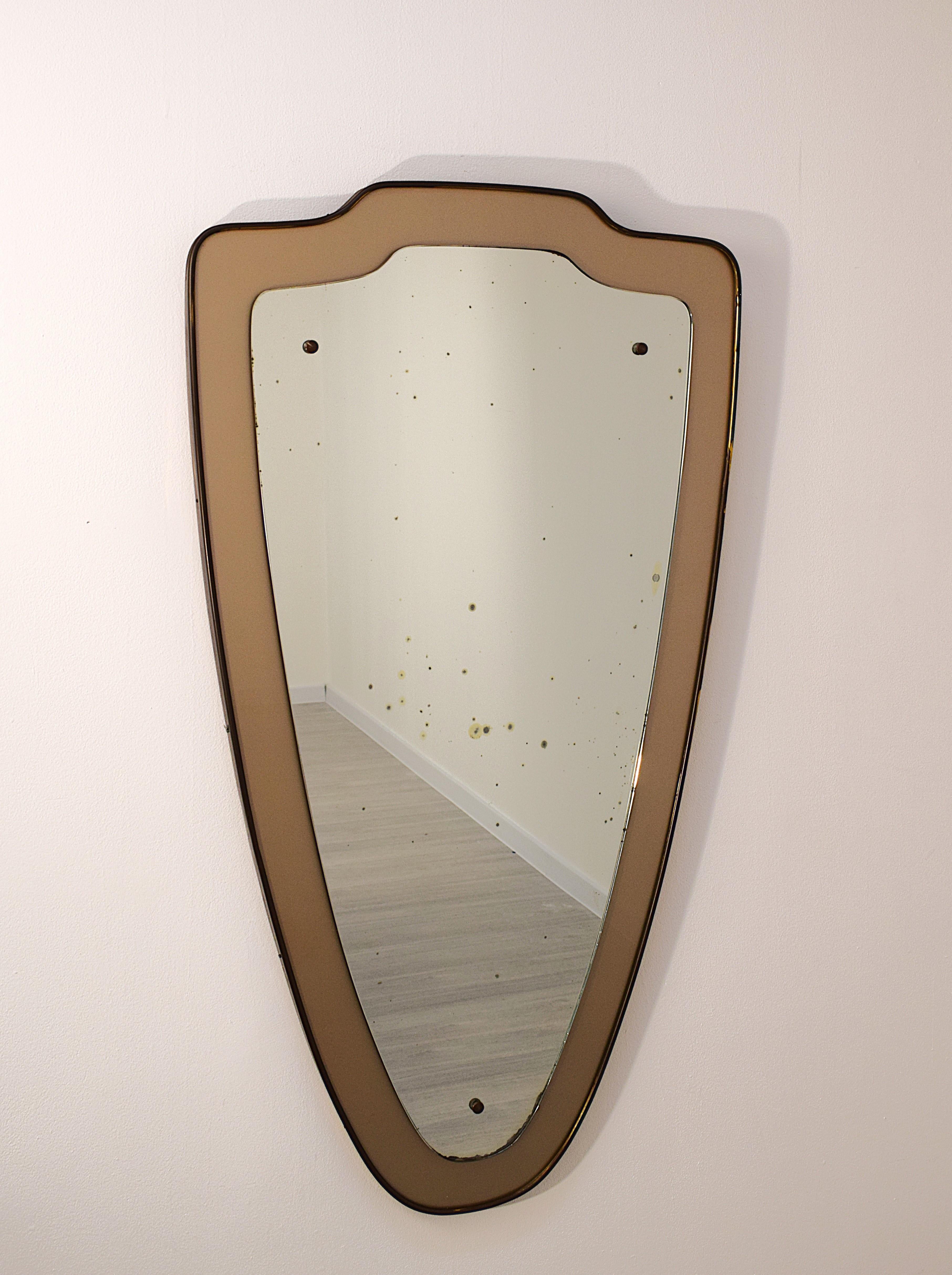 Mid-20th Century Production italienne - Miroir à cadre en laiton, années 1950 en vente