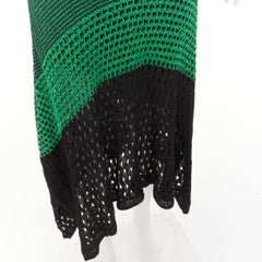 Proenza Schouler 2016 Abito in maglia all'uncinetto a reticolo asimmetrico verde e nero, taglia S