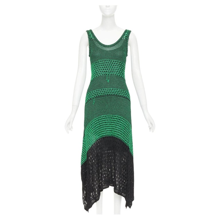 proenza schouler crochet knit dress 2016 green black asymmetric lattice S For Sale at 1stDibs bespoke