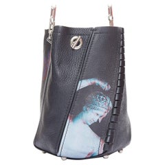 Proenza Schouler 2017 borsa a secchiello in pelle nera con stampa statuaria