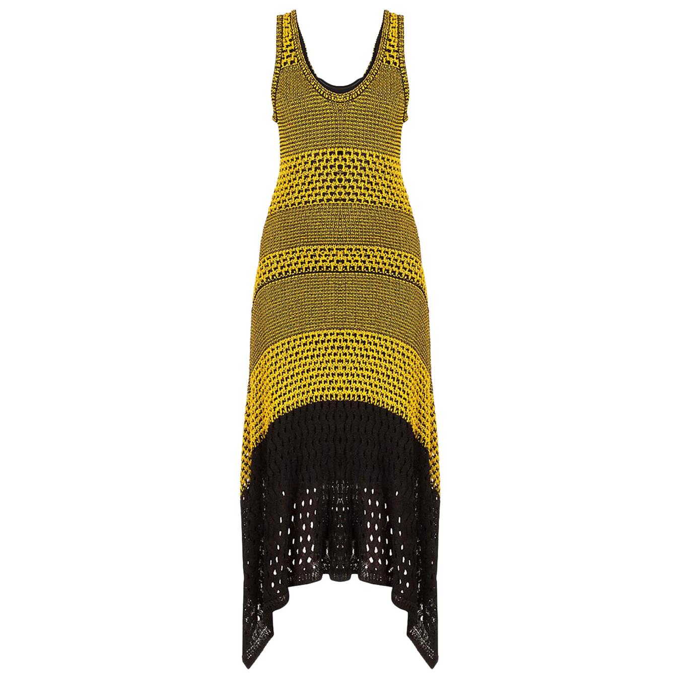 Proenza Schouler Asymmetric Crochet Knit Midi Dress