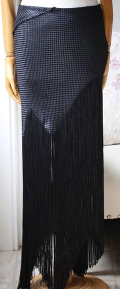 Proenza Schouler Asymmetric Fringed Basketweave Woven Midi Skirt