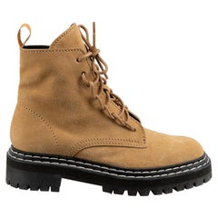 Proenza Schouler - Bottes de combat à lacets en daim beige, taille IT 38
