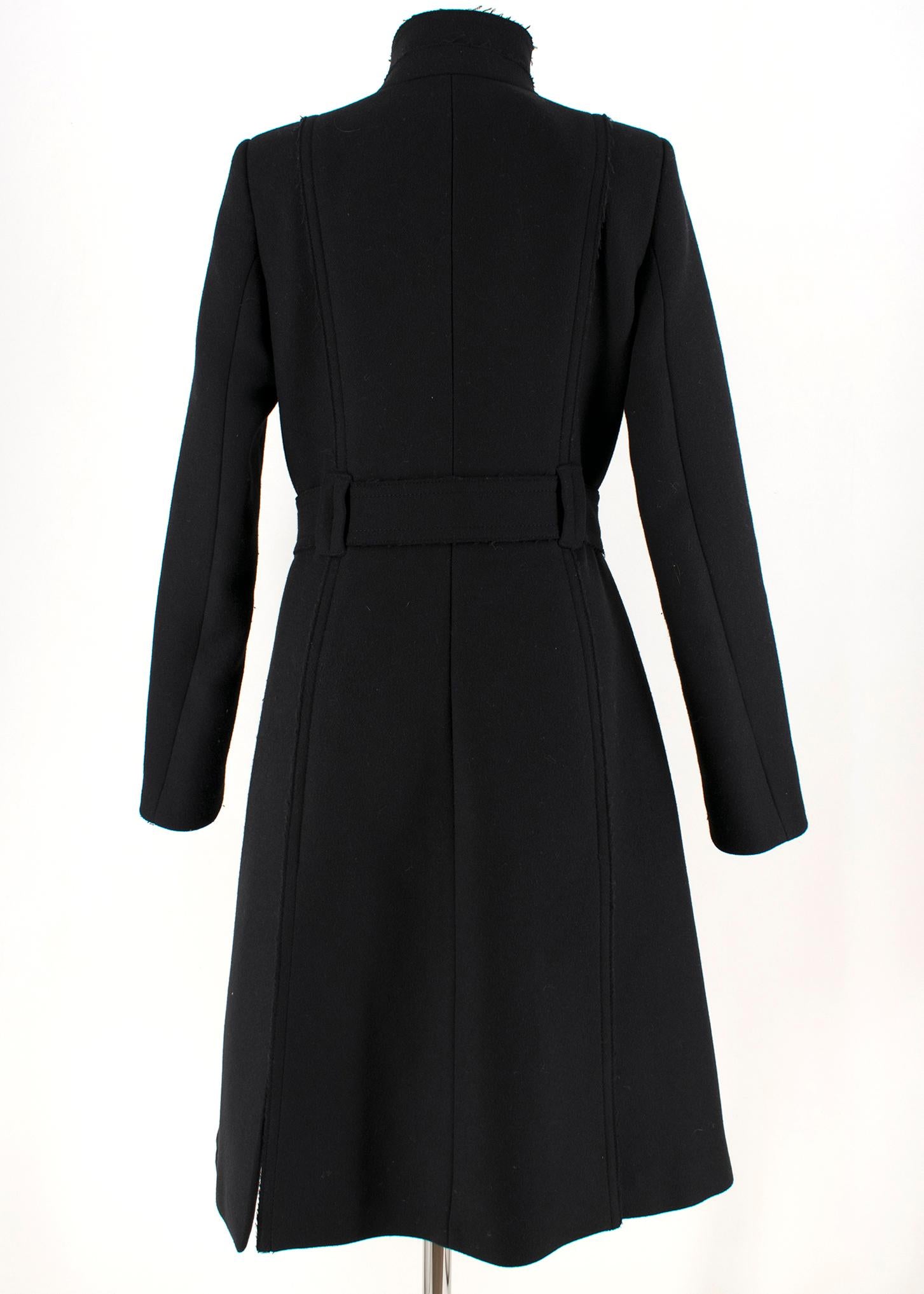 Black Proenza Schouler Belted Wool Blend Coat US 6