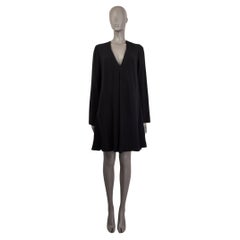 PROENZA SCHOULER black acetate A-LINE V-NECK LONG SLEEVE SHIFT Dress 8 M