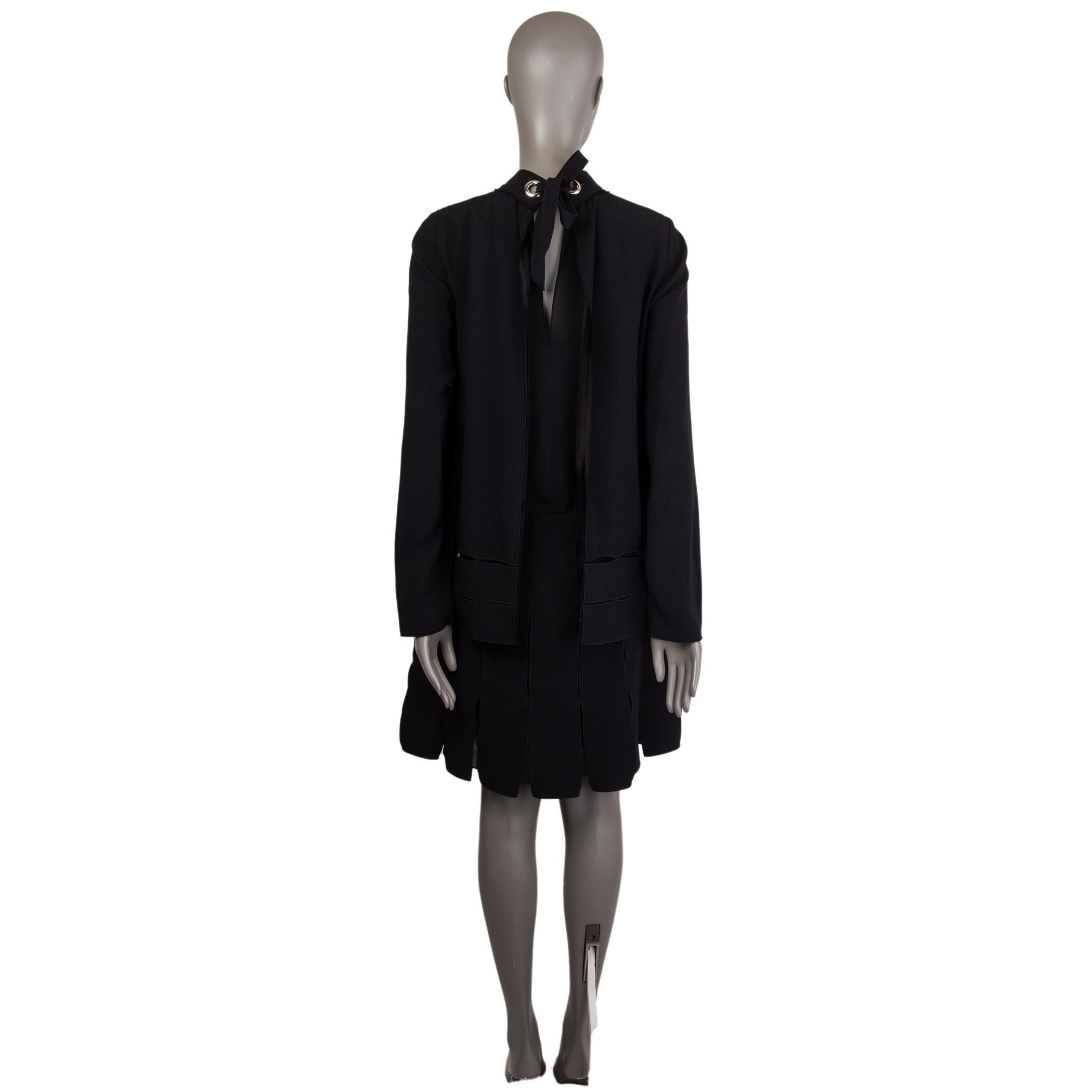 Black PROENZA SCHOULER black acetate CUT-OUT LAYERED Dress 6 S For Sale