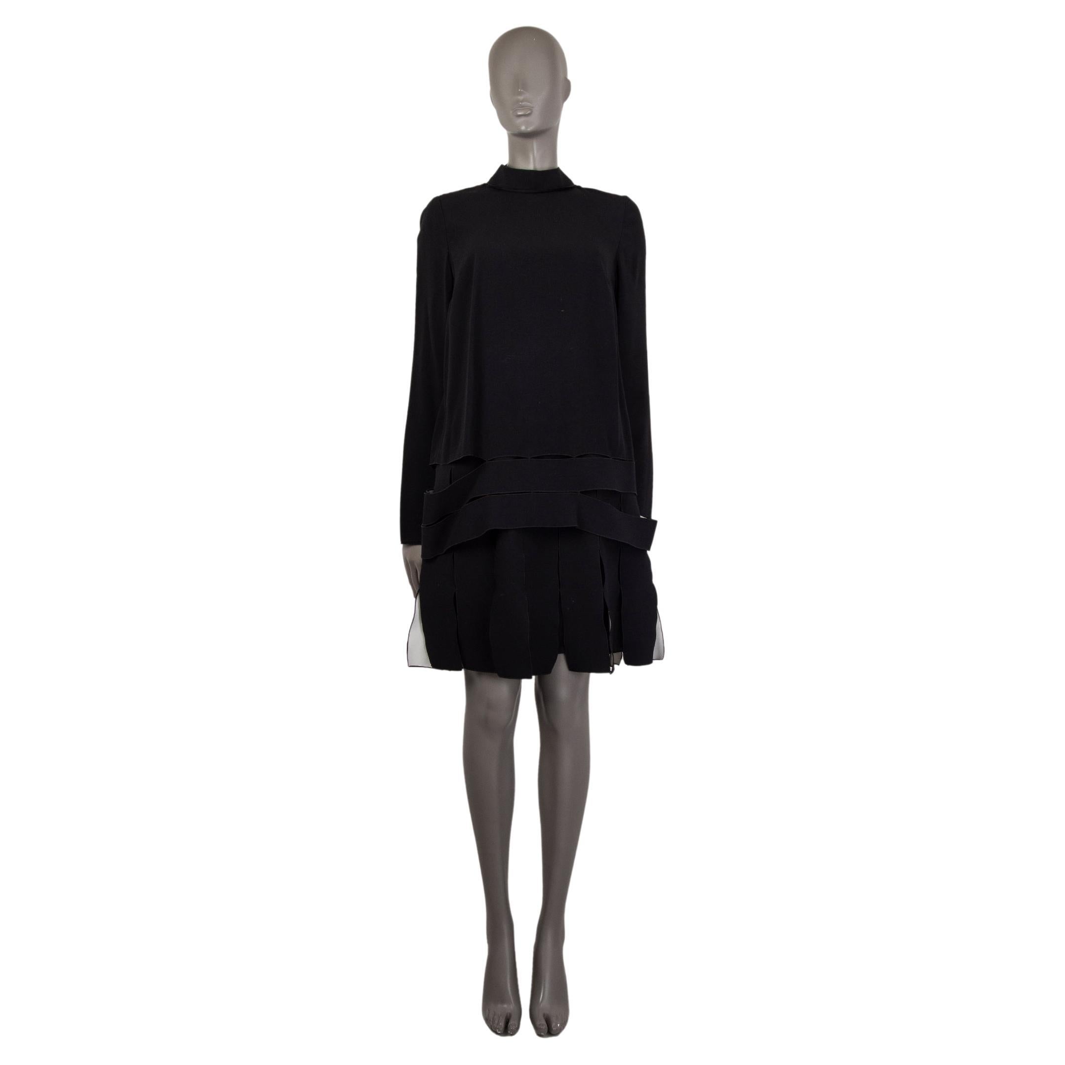 PROENZA SCHOULER black acetate CUT-OUT LAYERED Dress 6 S For Sale