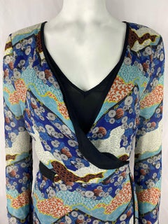 Proenza Schouler Black and Multicolored Wrap Round Mini Dress, Size 6