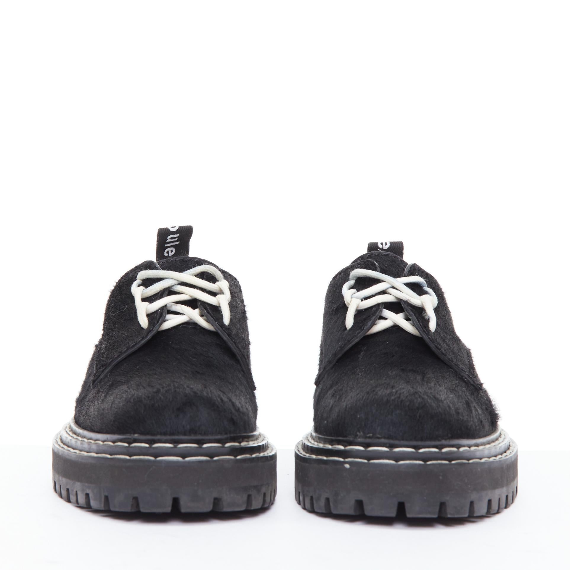 Nero PROENZA SCHOULER scarpe creeper in vitello nero con impunture bianche EU38 in vendita