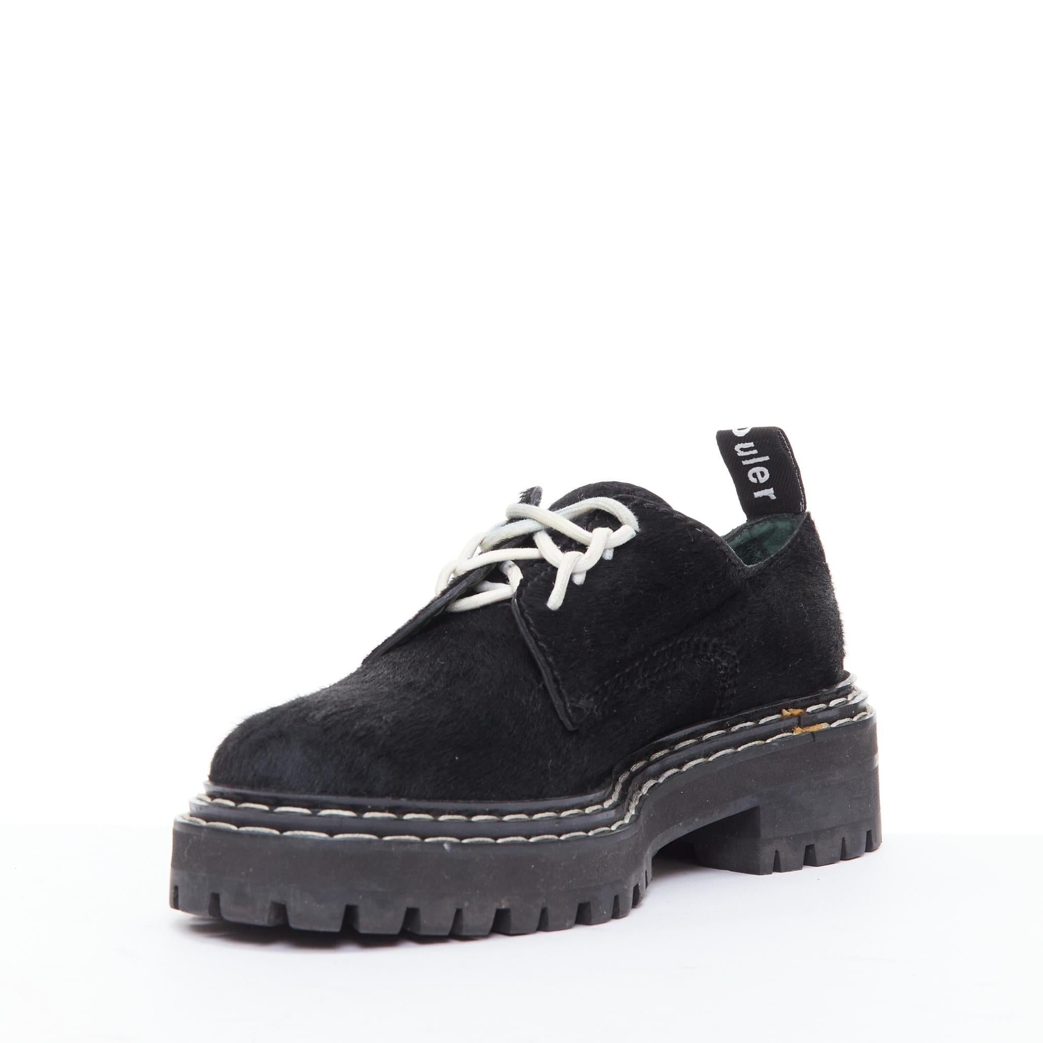 PROENZA SCHOULER scarpe creeper in vitello nero con impunture bianche EU38 In condizioni discrete in vendita a Hong Kong, NT