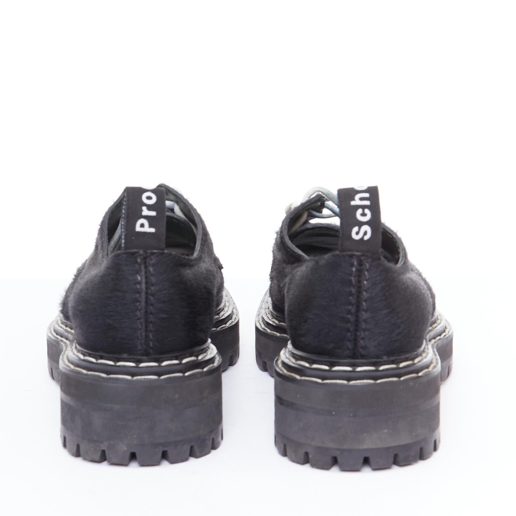Donna PROENZA SCHOULER scarpe creeper in vitello nero con impunture bianche EU38 in vendita