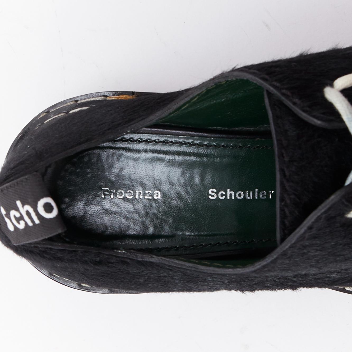 PROENZA SCHOULER scarpe creeper in vitello nero con impunture bianche EU38 in vendita 4