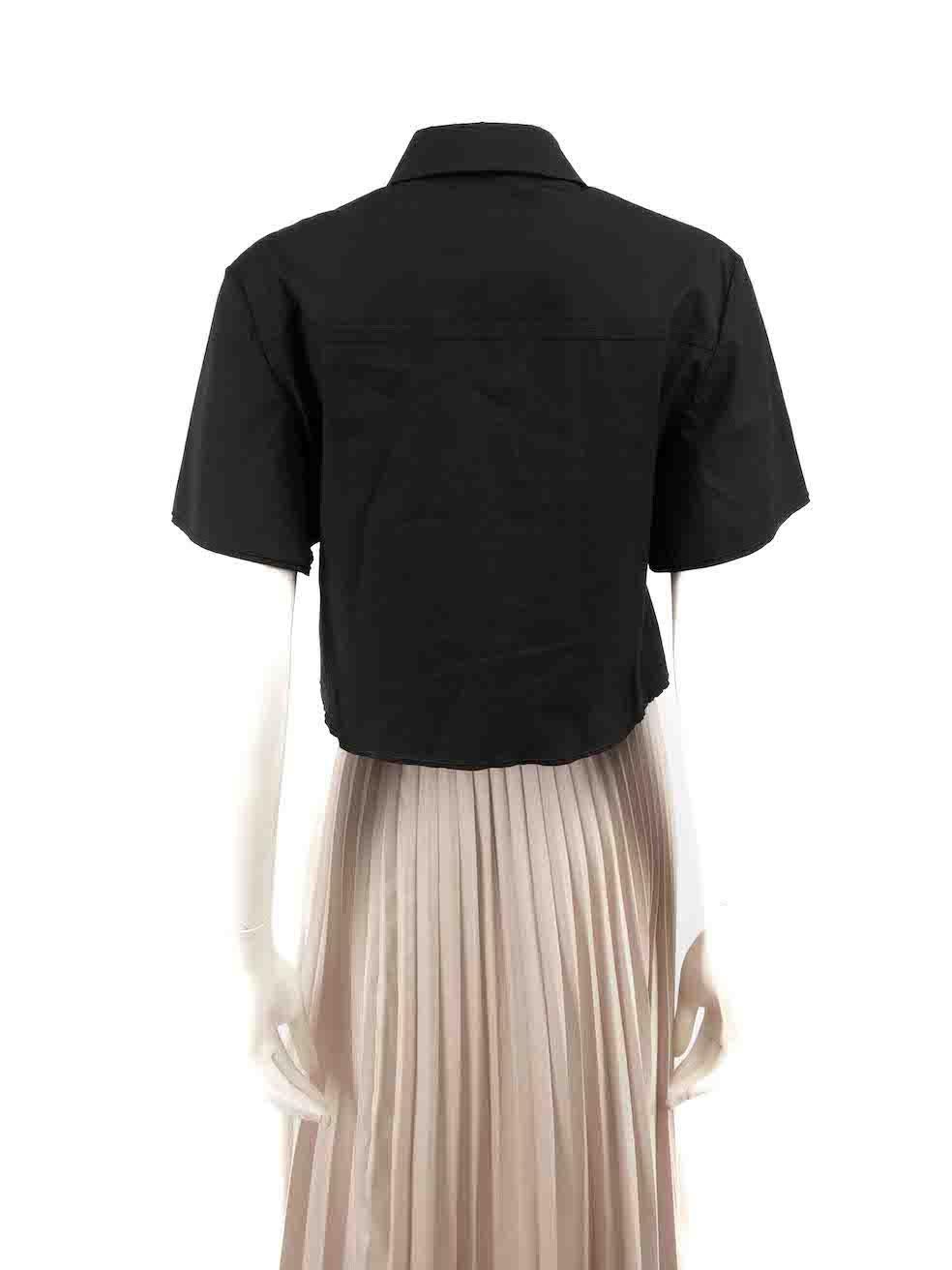 Proenza Schouler Black Eco Poplin Cropped Shirt Size S In Excellent Condition For Sale In London, GB
