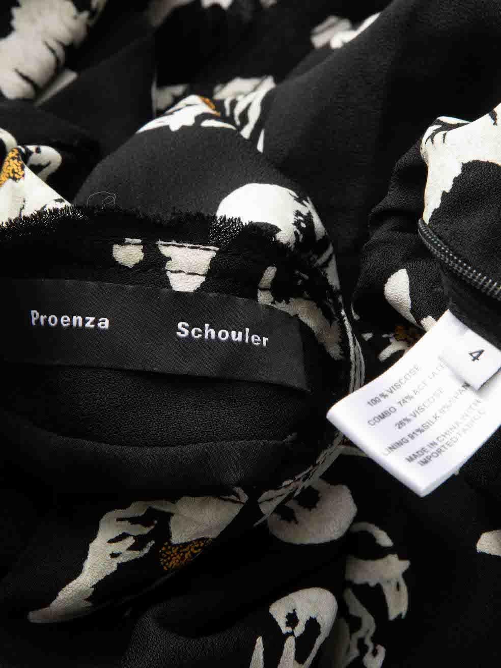 Women's Proenza Schouler Black Floral Belted Midi Dress Size S For Sale