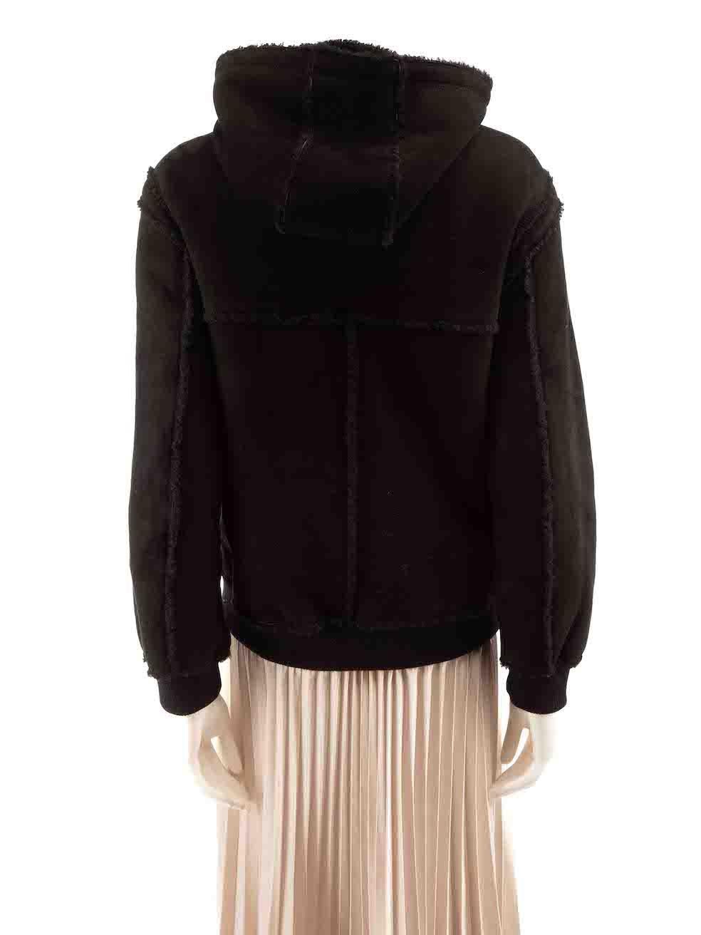 Proenza Schouler Black Lamb Suede Hooded Jacket Size S In Good Condition For Sale In London, GB