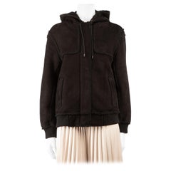 Proenza Schouler Chaqueta con capucha de ante de cordero negro Talla S