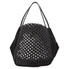 Proenza Schouler Schwarze große Handtasche aus Macrame & Wildleder
