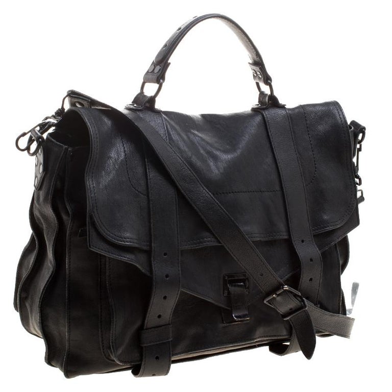 Proenza Schouler Black Leather Large PS1 Top Handle Bag ...