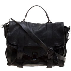 Proenza Schouler Black Leather Large PS1 Top Handle Bag For Sale at 1stDibs
