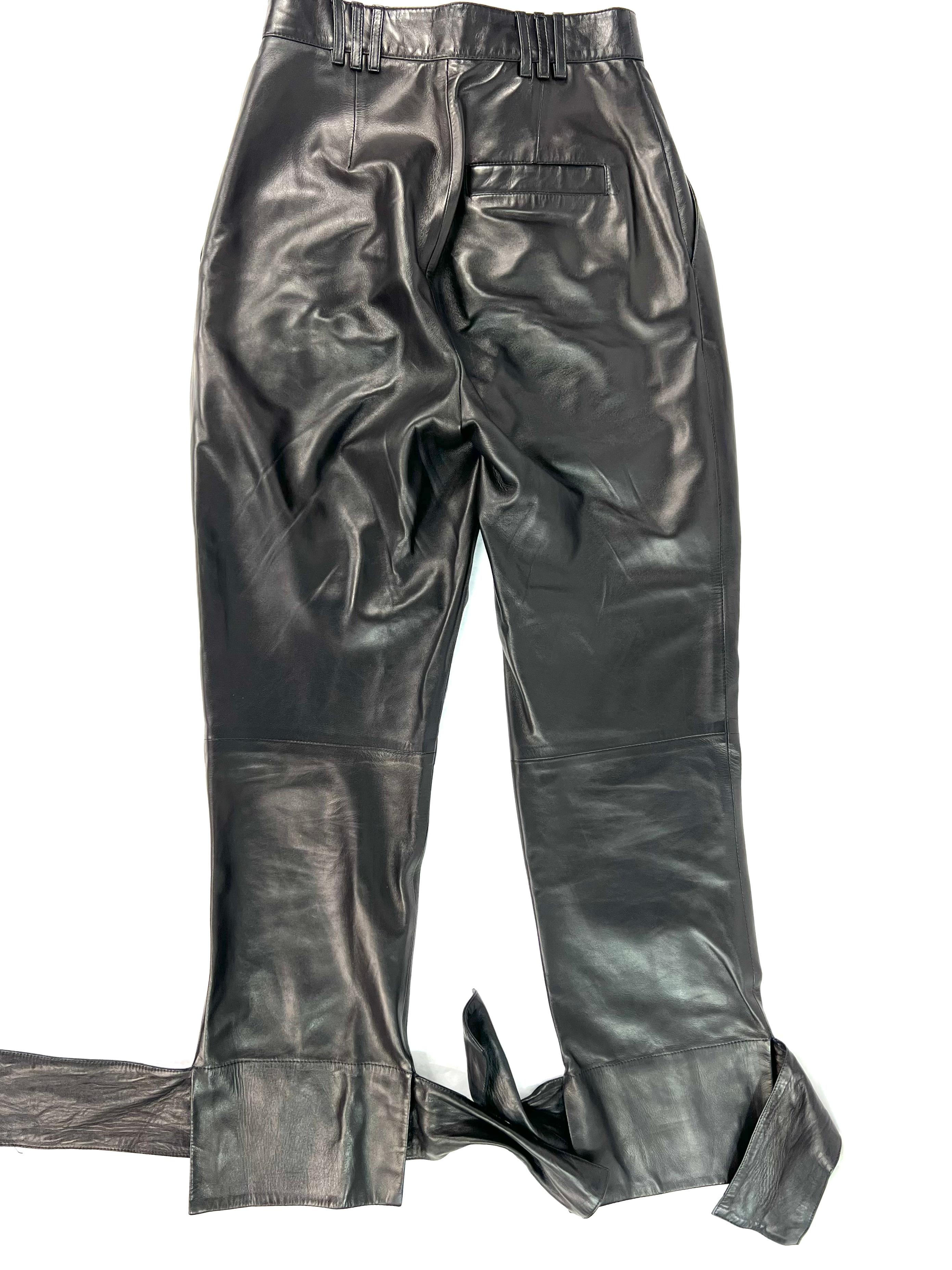 Pantalon en cuir noir Proenza Schouler, Taille 6 en vente 4