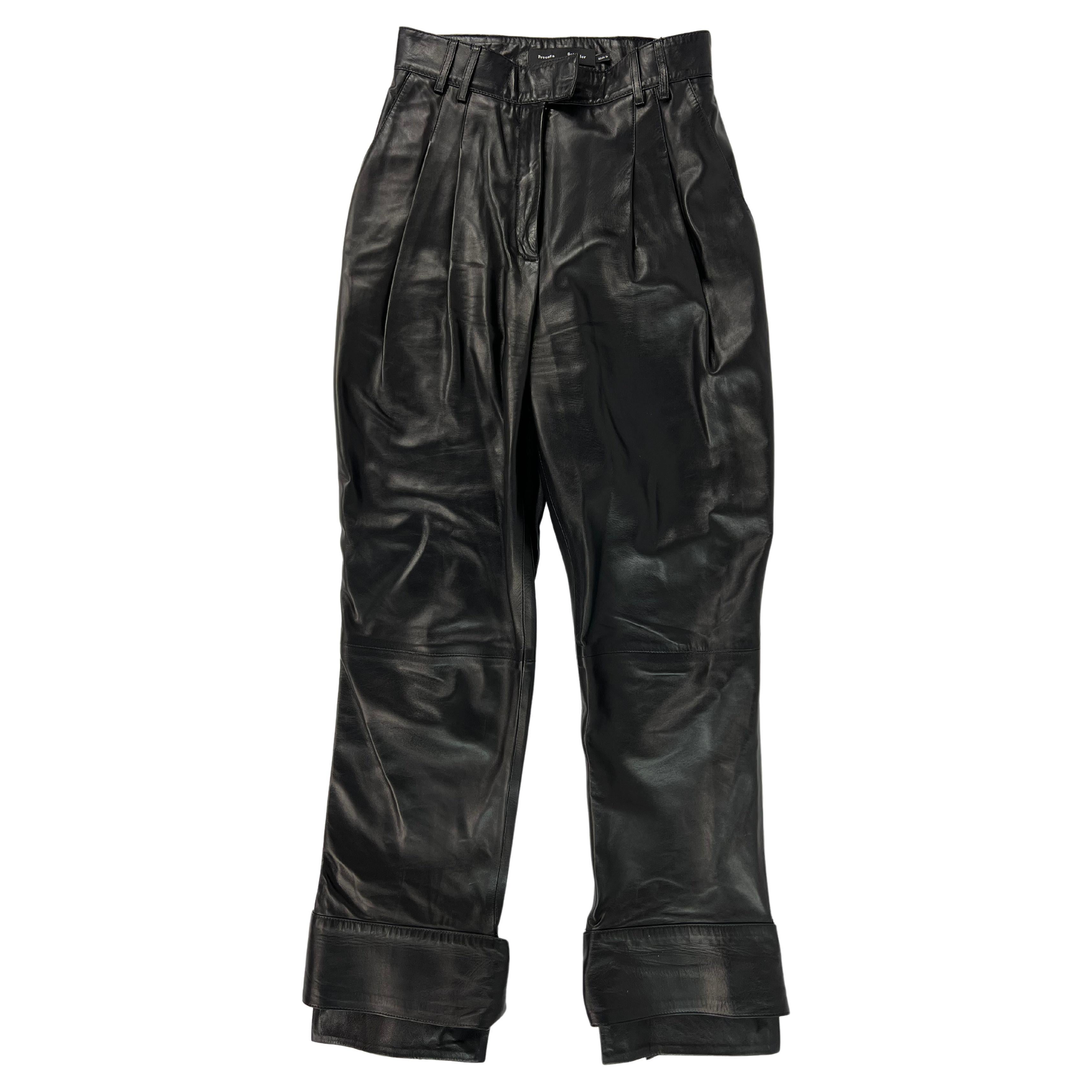Pantalon en cuir noir Proenza Schouler, Taille 6 en vente